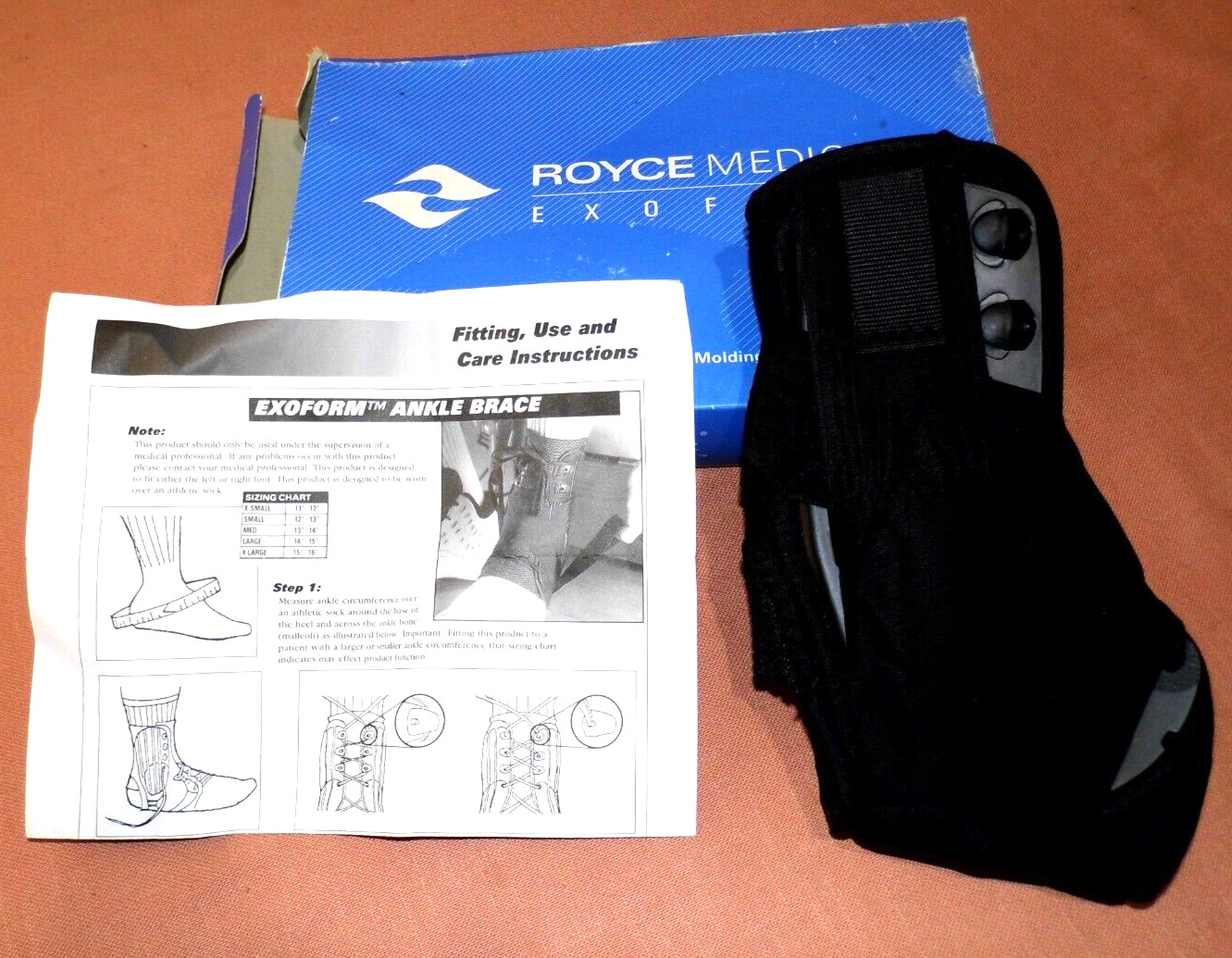 Royce Medical Ankle Brace/w Strap /Laces Size Small 20613 Black