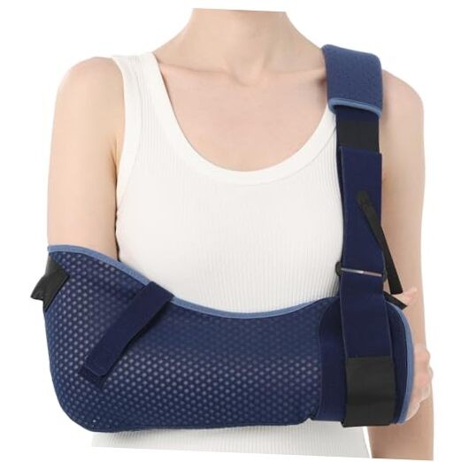 Arm Sling Shoulder Immobilizer with Waist Strap, Large Mesh Version-Right hand