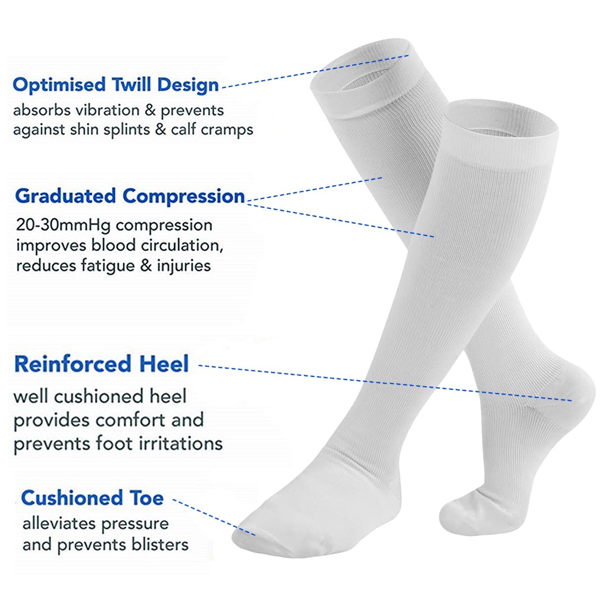 10 Pairs Copper Compression Socks 20-30mmHg Graduated Support Mens Womens S-XXL