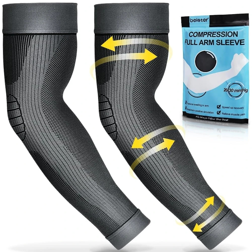 Sports Compression Arm Sleeves for Men & Women Pair Full Arm Supports Protect…