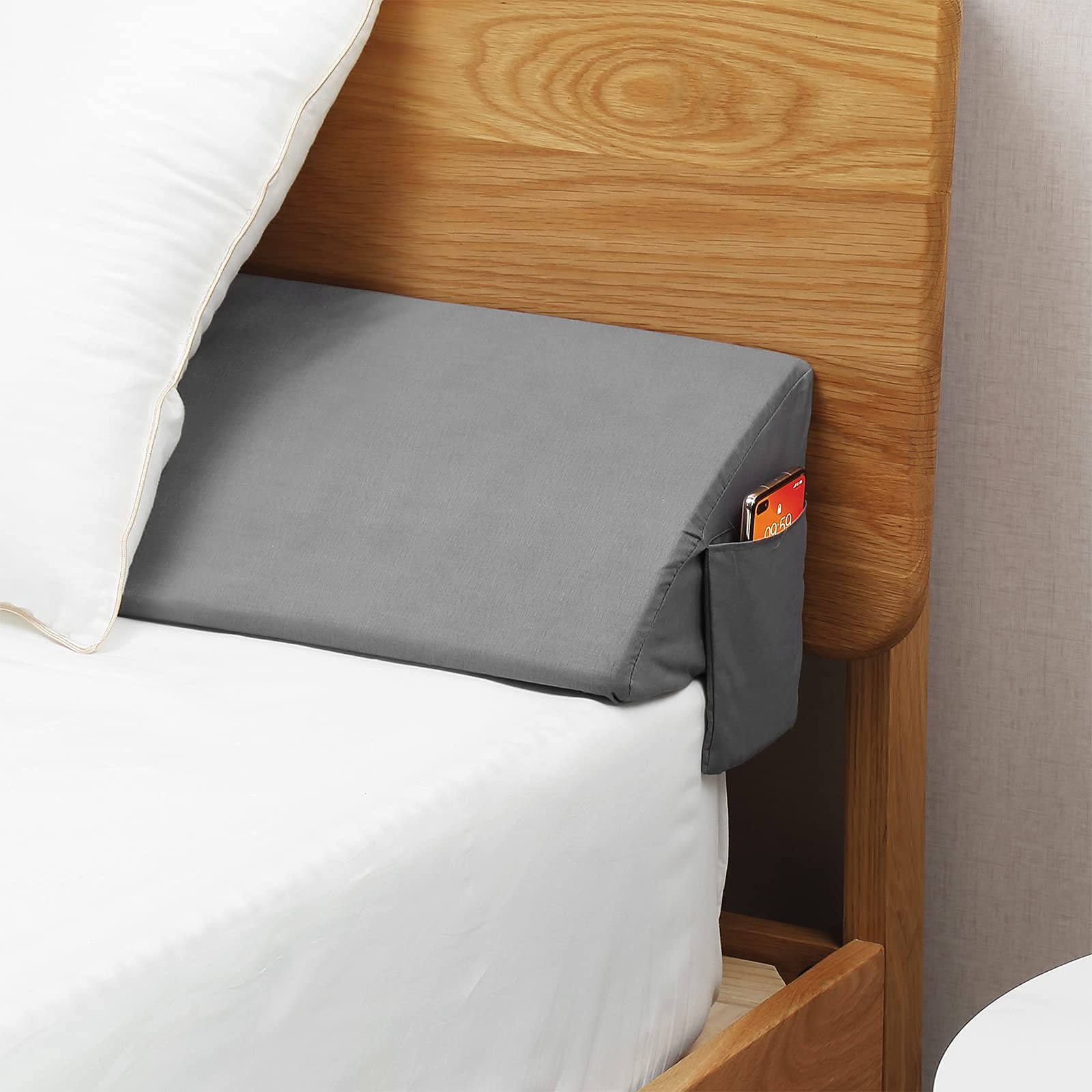 Vekkia Queen Bed Wedge Pillow for Headboard Queen(60″x10″x6″-Large), Gray