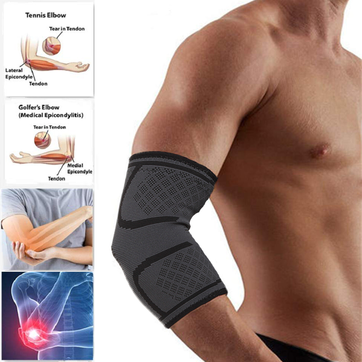 Elbow Brace Compression Support Arm Sleeve For Gym Arthritis Muscles Pain Relife