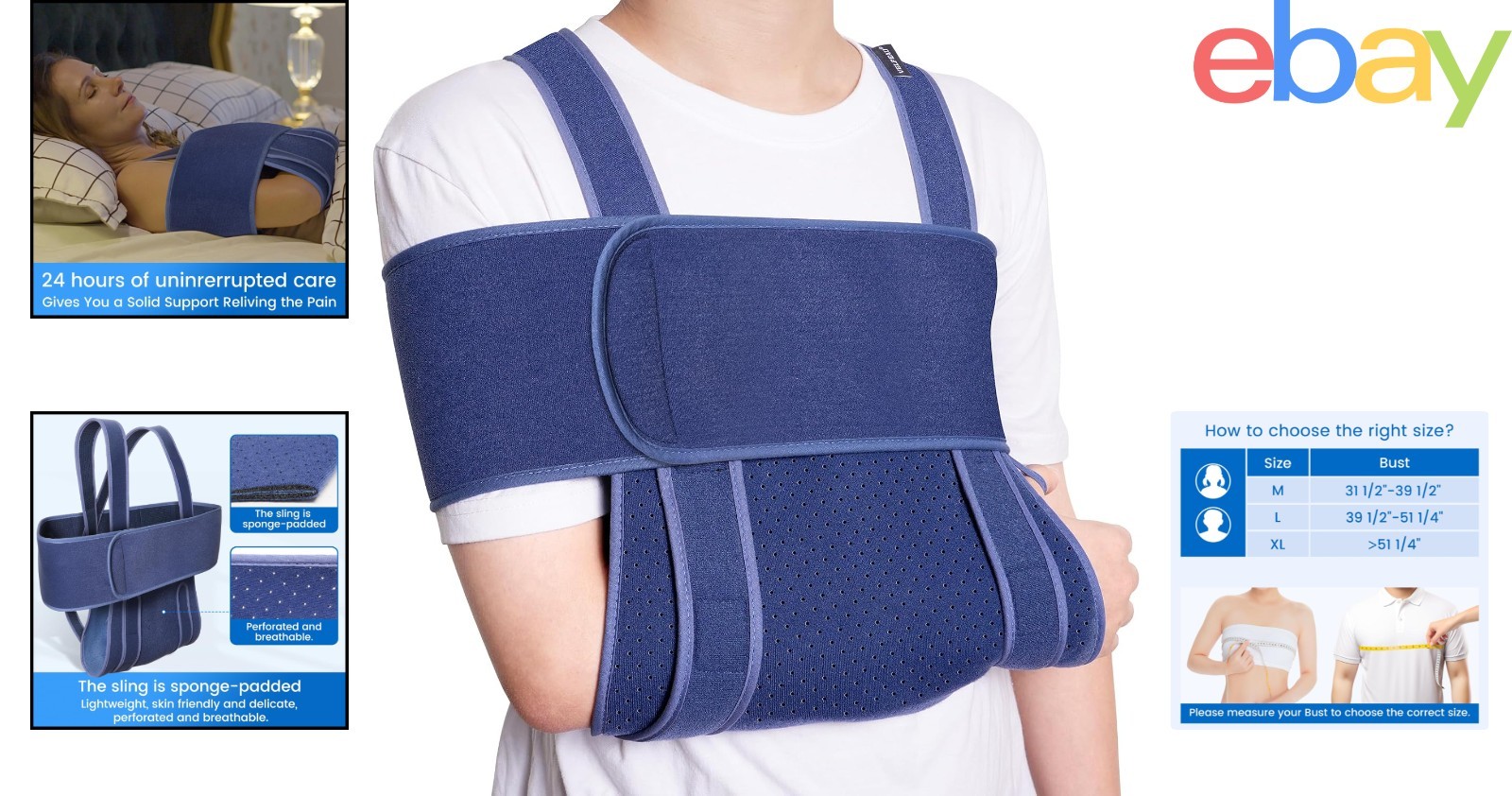 Breathable Arm Sling for Shoulder Support, Comfortable for Adults and Sleeping