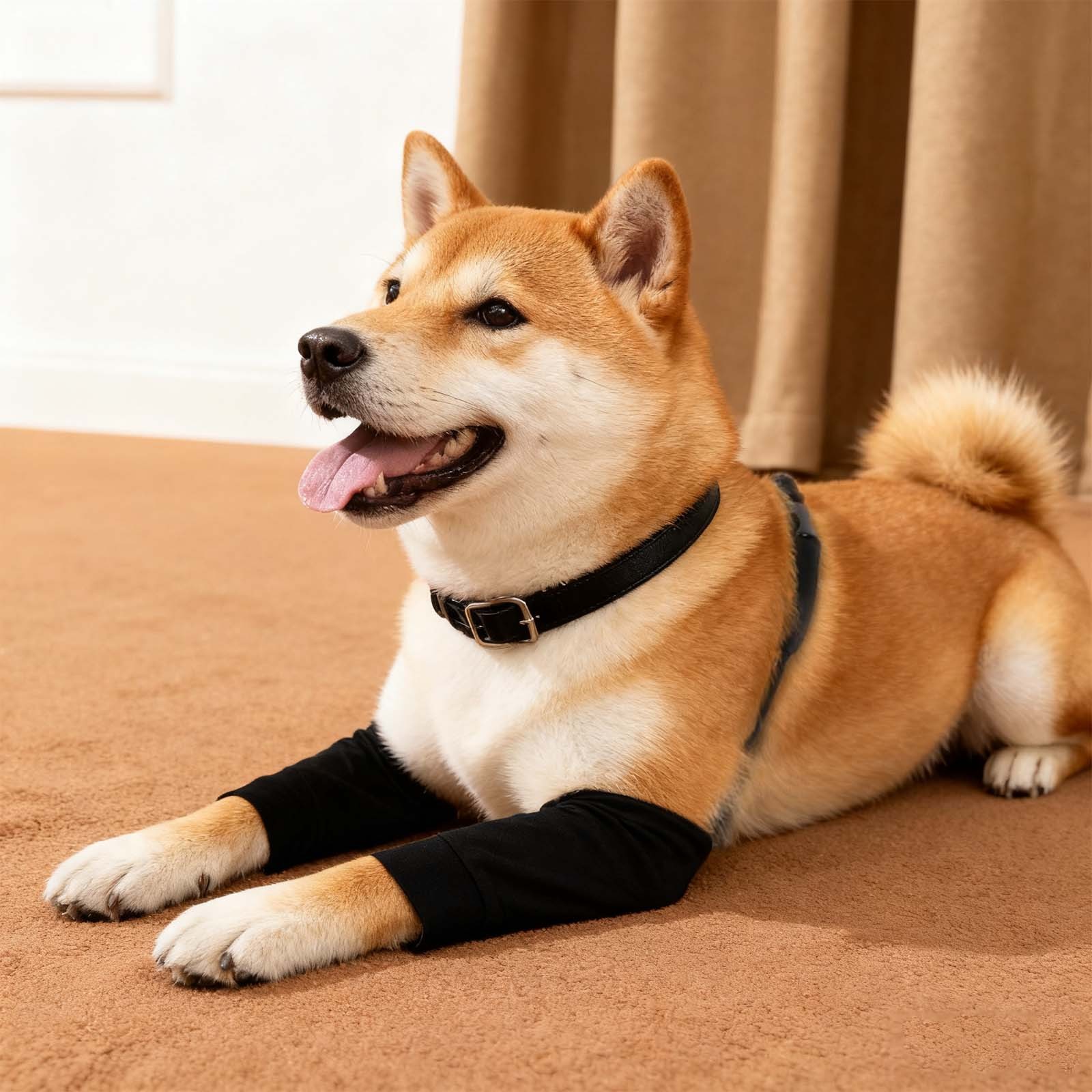 Dog Leg Sleeves Suit for Front Legs 2XL Black Polyester