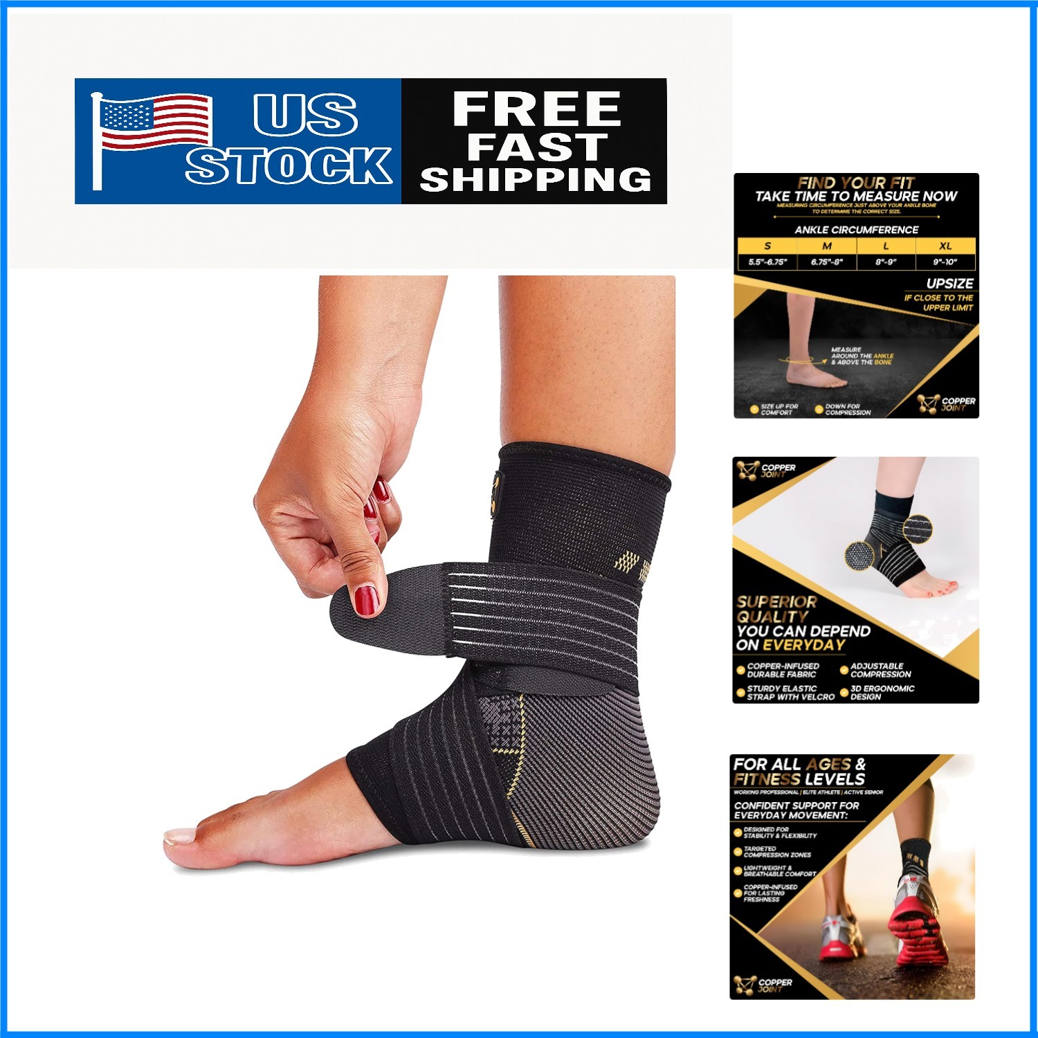 All-Day Support Ankle Brace for Men & Women – Medium, Lightweight and Breathable
