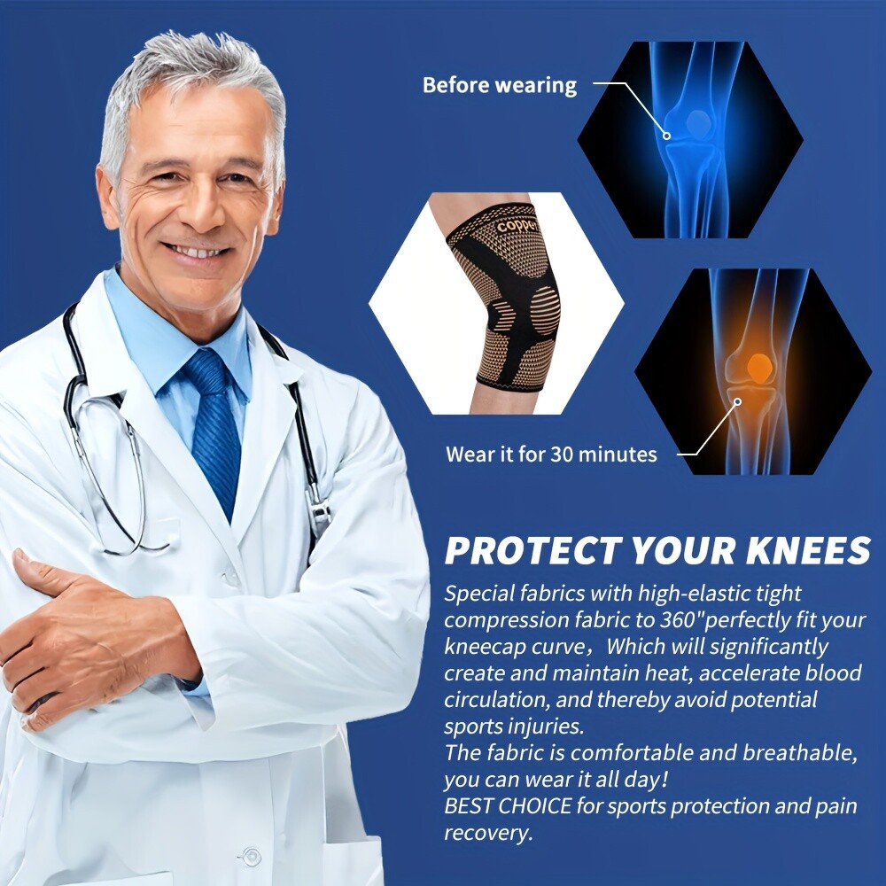 2Pack Copper Knee Braces Women Men,for Arthritis,Meniscus Tear,Joint Pain Relief