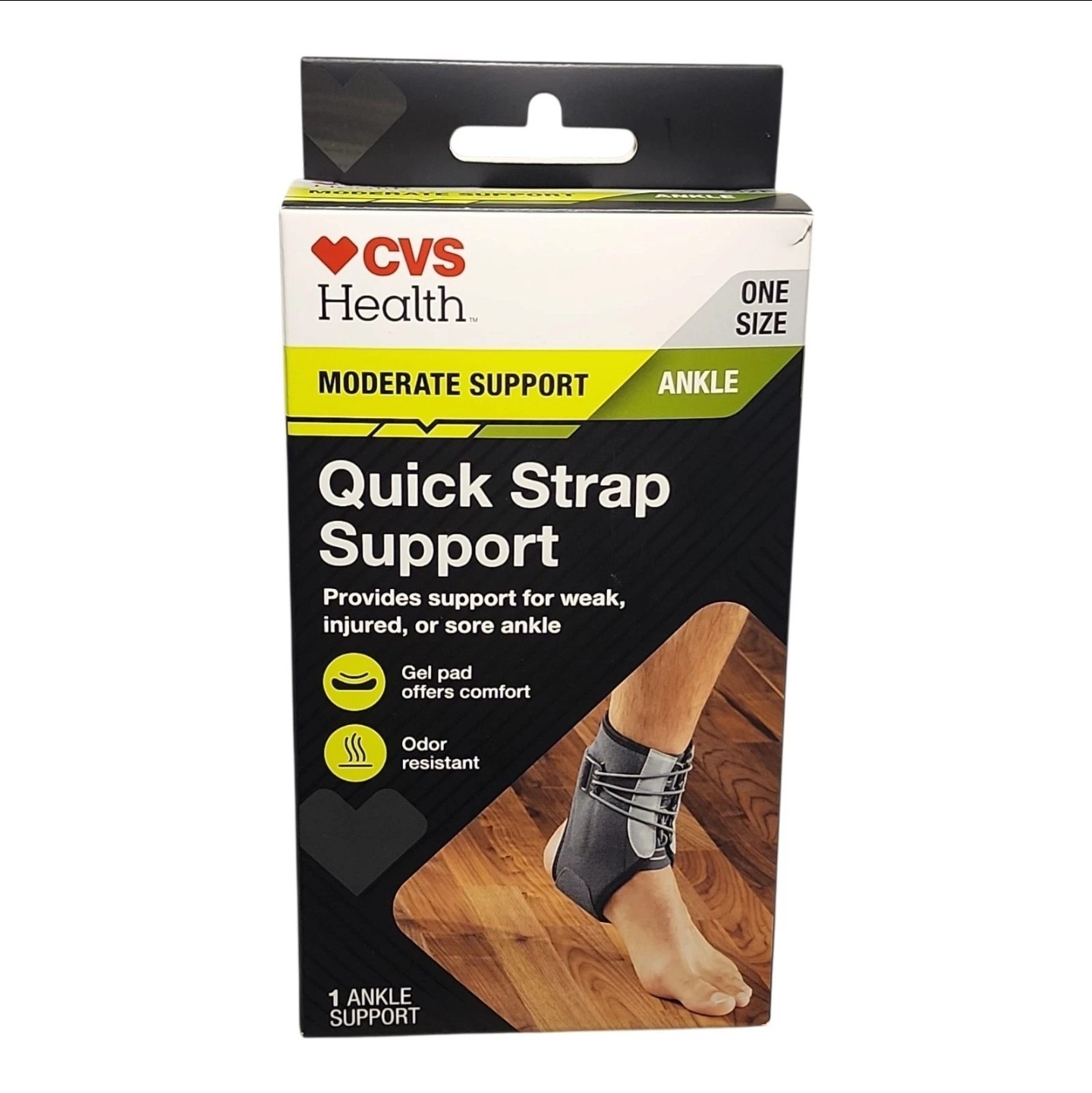 CVS Health Quick Strap Ankle Support Brace One Size Moderate Support New In Box!