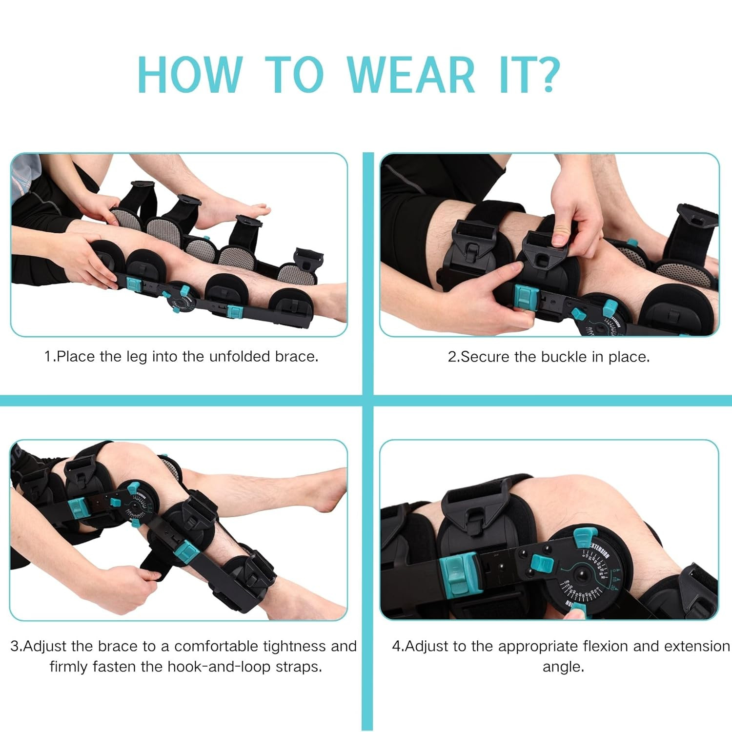 Hinged Rom Knee Brace, Adjustable Post Op Knee Immobilizer for Recovery Stabiliz
