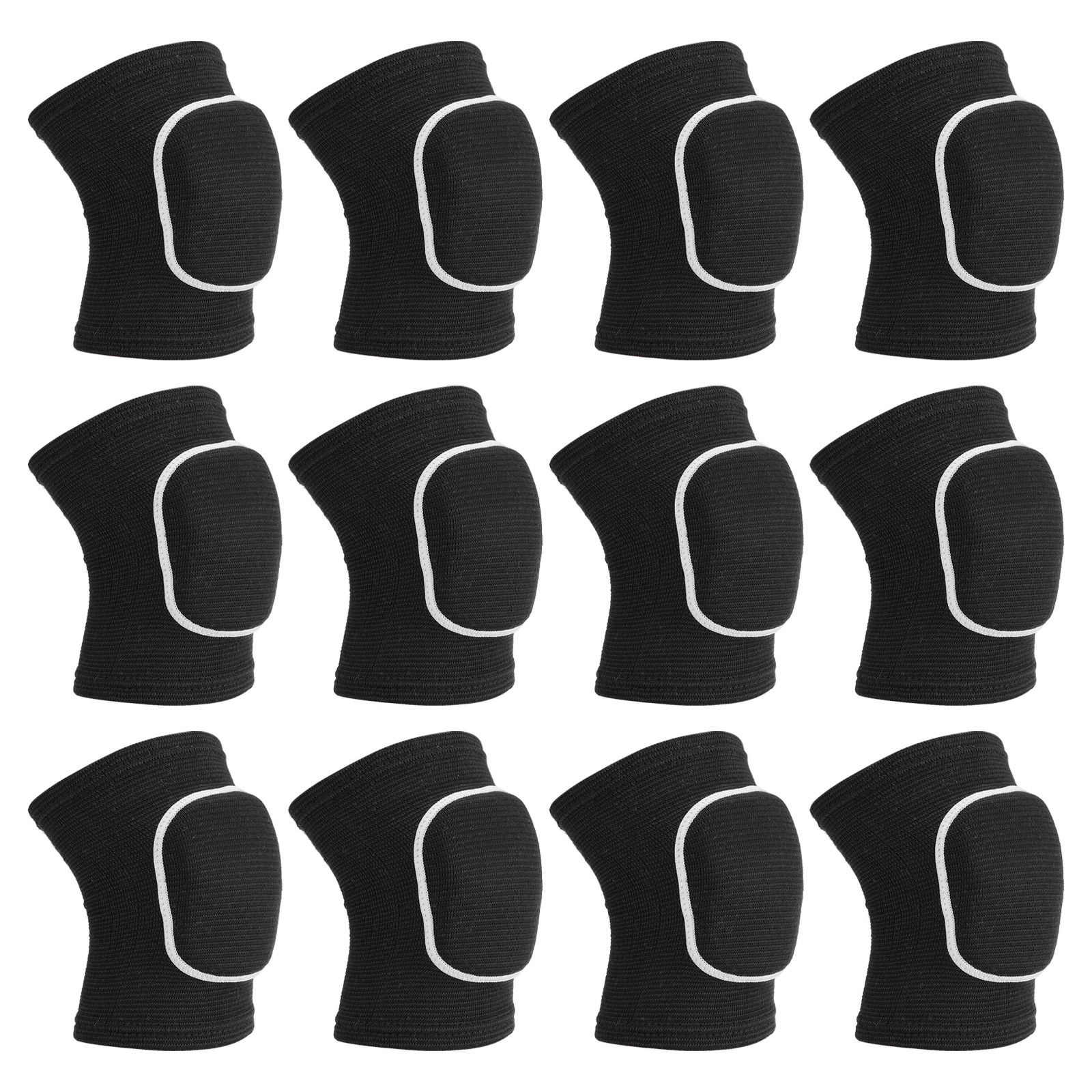 6 Pairs M Dance Knee Pads Volleyball Protective Sponge Brace Black White