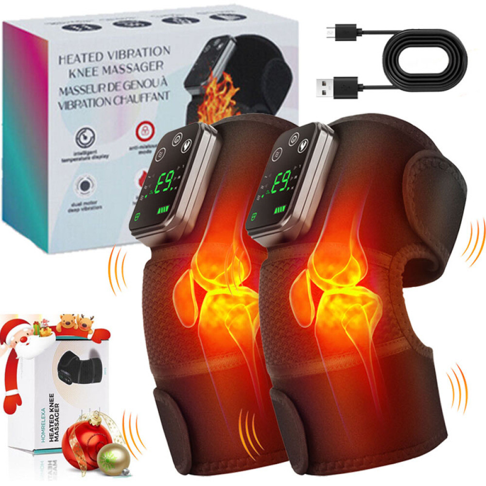 2PCS Heated Shoulder Knee Elbow Massager Brace w/ 3 Vibration Modes & Heat Level