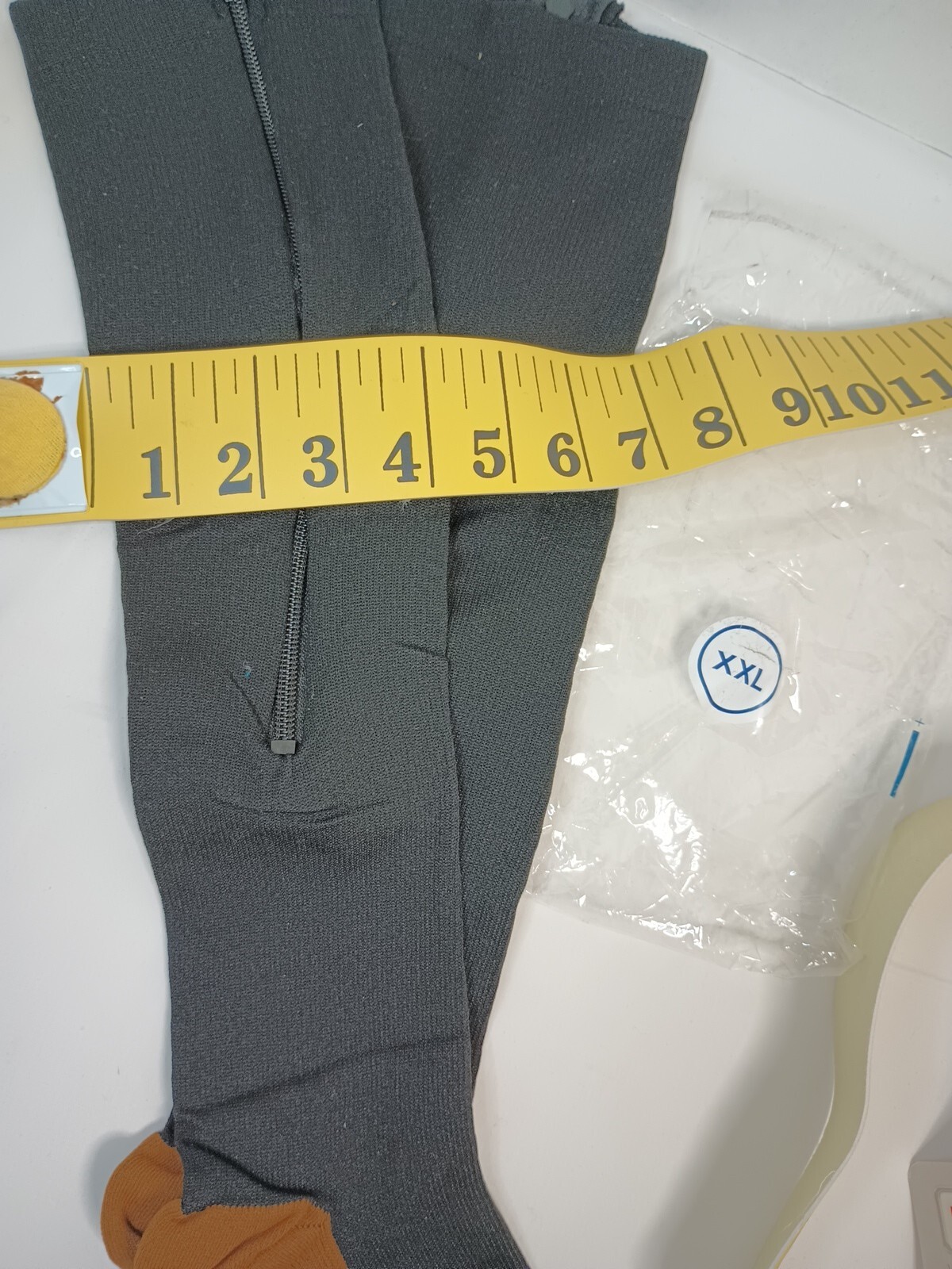 Black Zipper Open Toe Compression Crew Socks Unisex XXL New