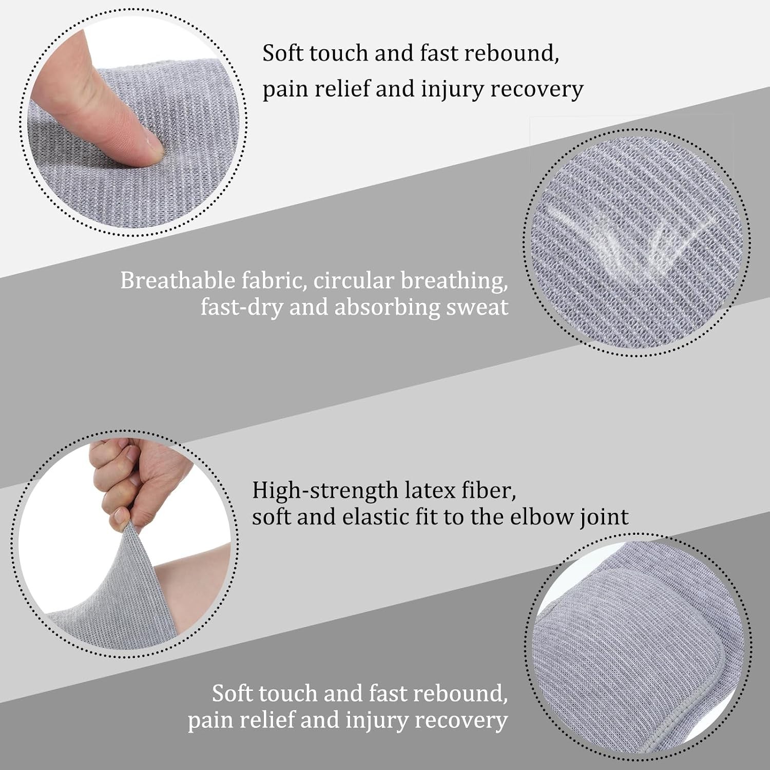 1 Pair Elbow Pads with Thicken Sponge Pad, Grey Breathable Protective Volleyb…