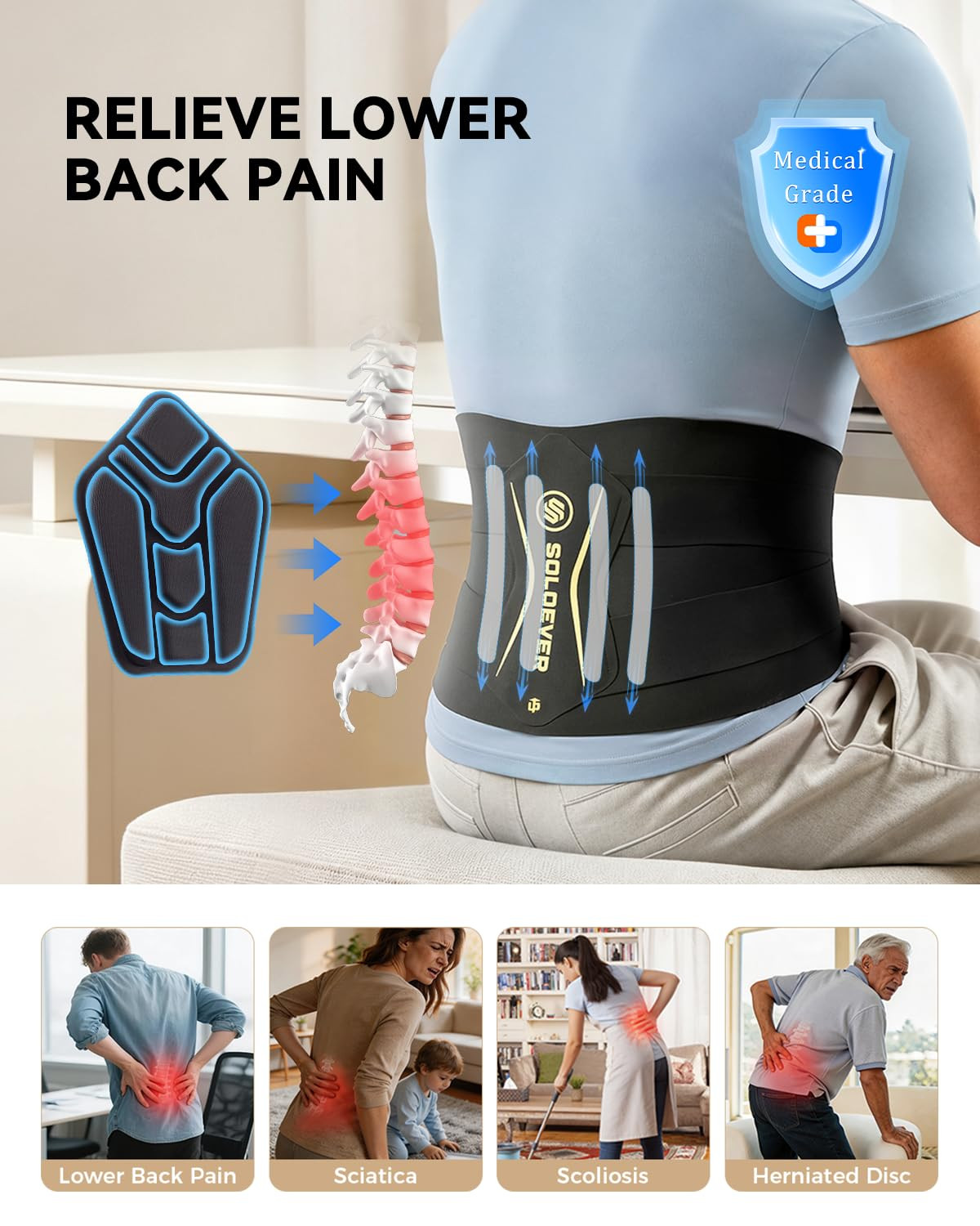 Ultra Thin Back Brace for Lower Back Pain Women, Back Support Brace | 0.5Mm Yoga