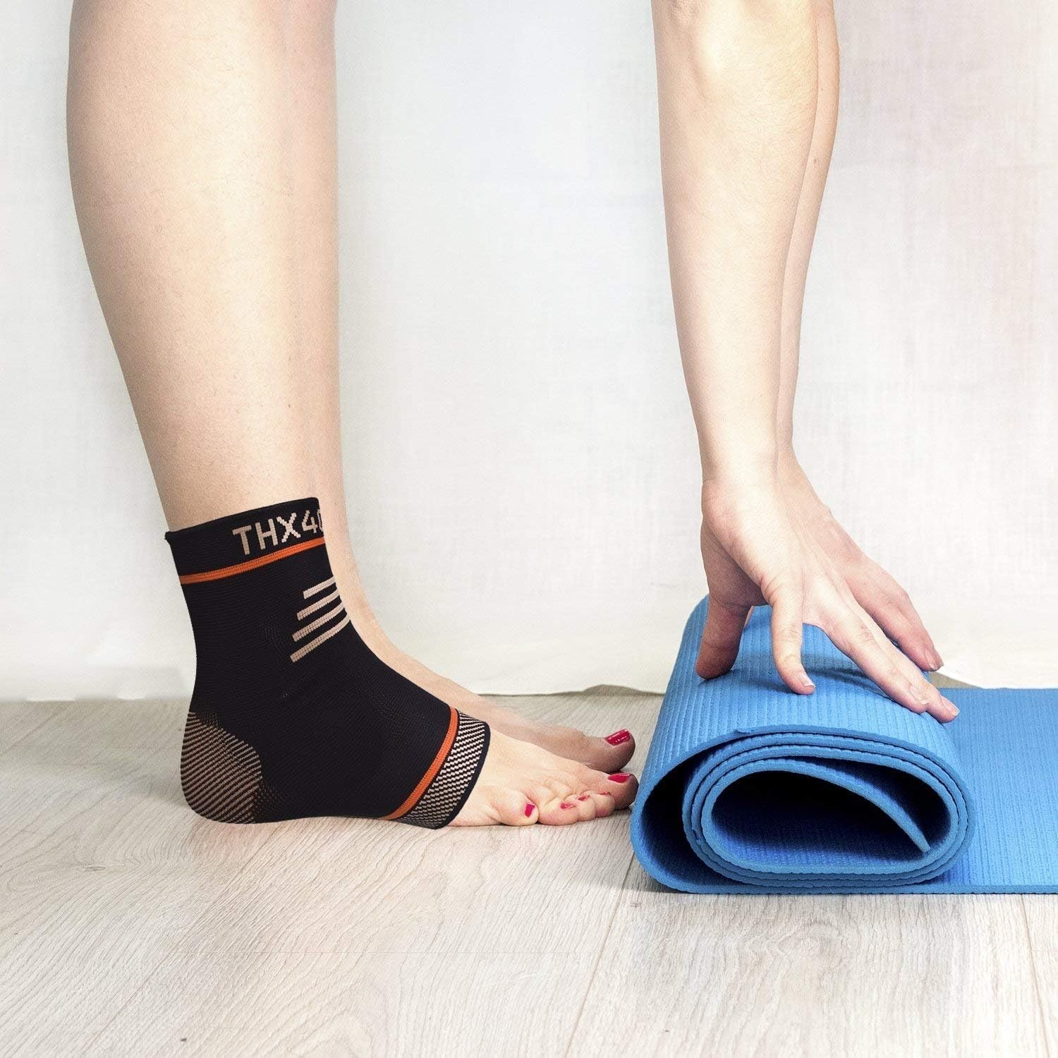 THX4COPPER Infused Compression Ankle Brace, Silicone Ankle Sleeve Support, Pa…