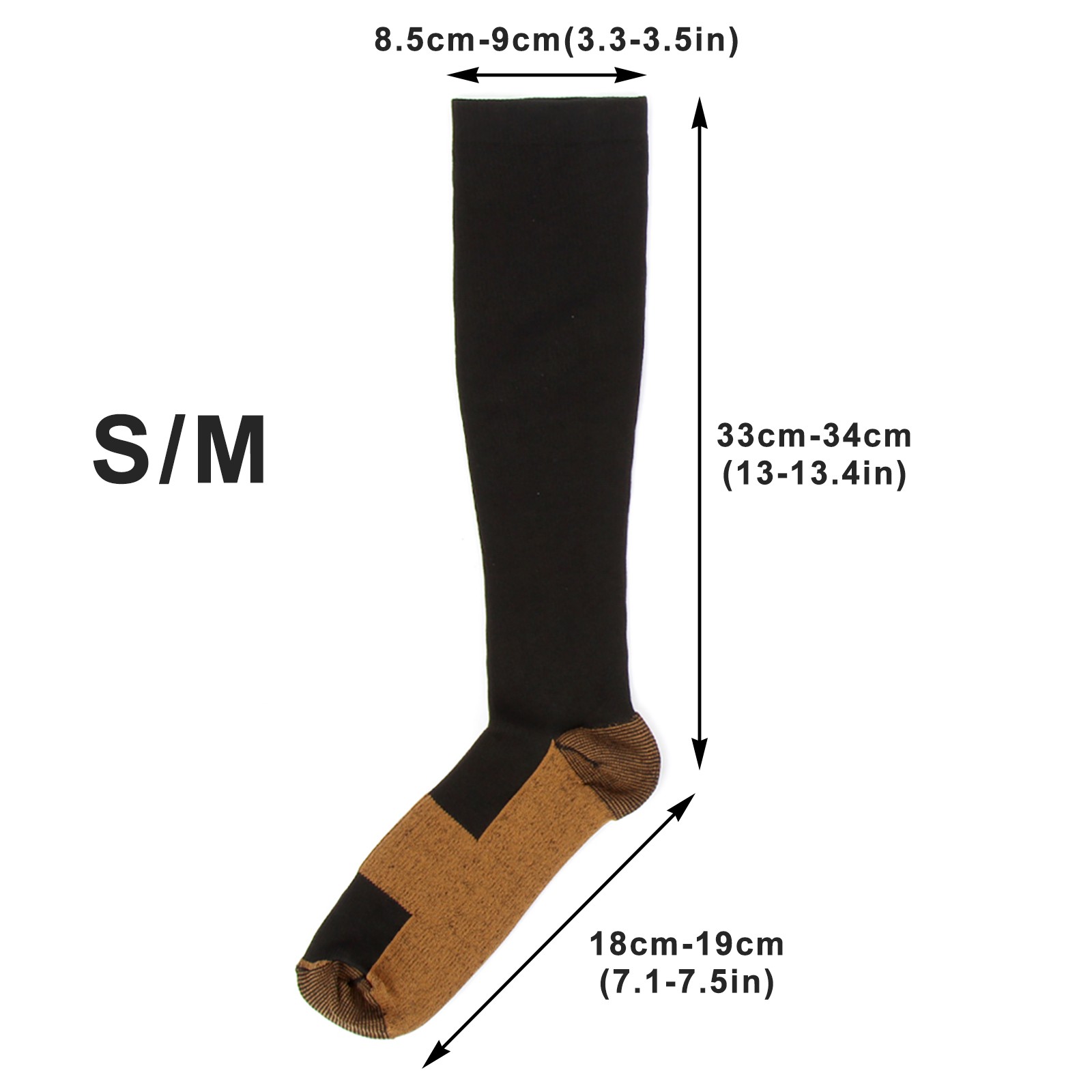 6 Pairs Copper Compression Socks 20-30mmHg Graduated Support Mens Womens S-XXL