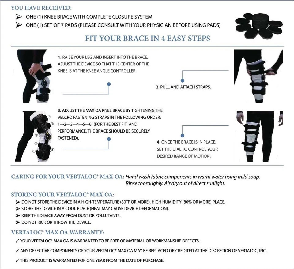 VertaLoc Max OA Knee Brace, Large, Right Knee, Left side