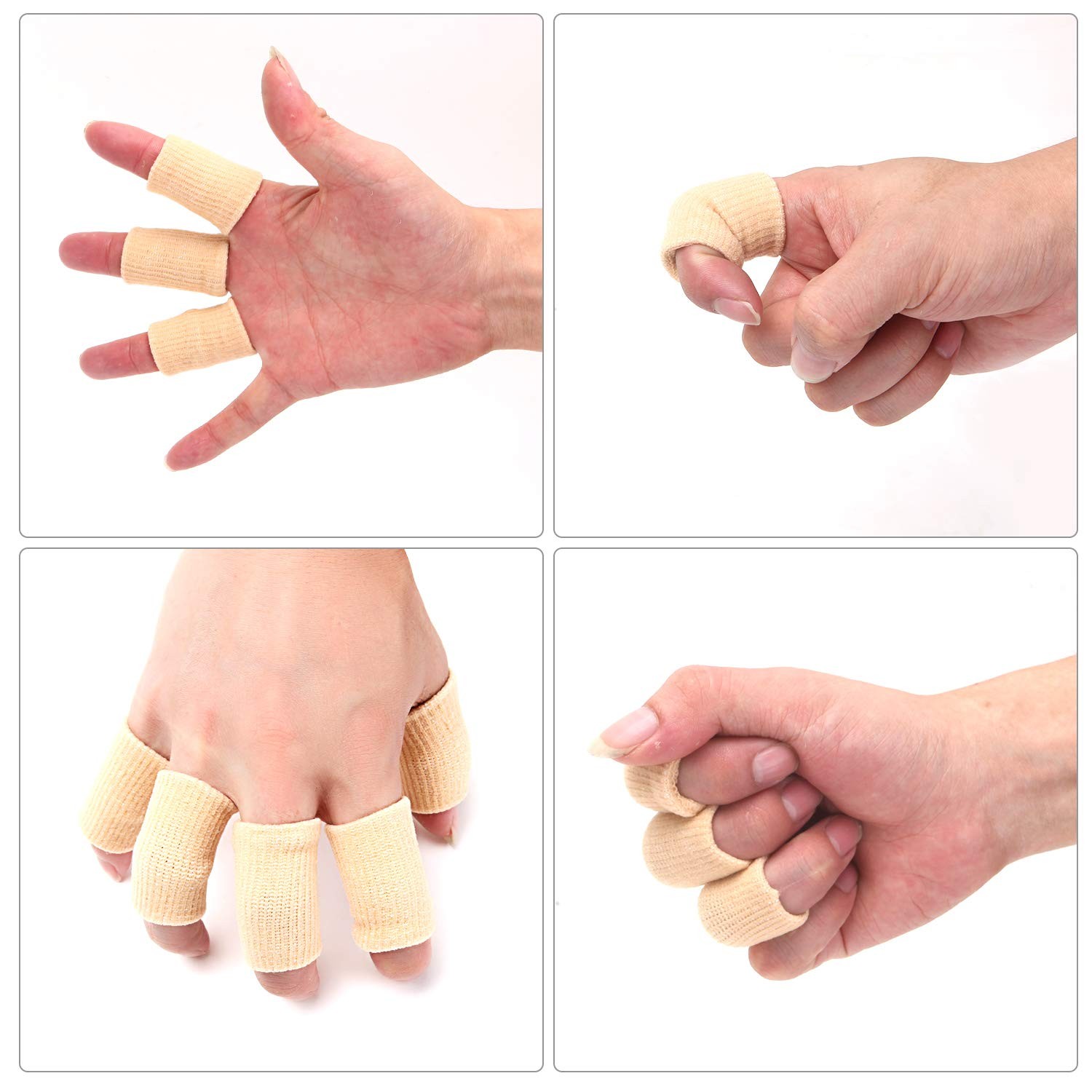 Senkary 20 Pieces Finger Compression Sleeves 20 Count (Pack of 1), Beige