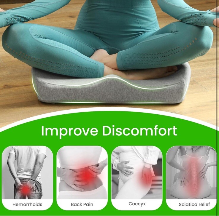 Extra Large Memory Seat Cushion, Multifunctional for Office or Driving Use