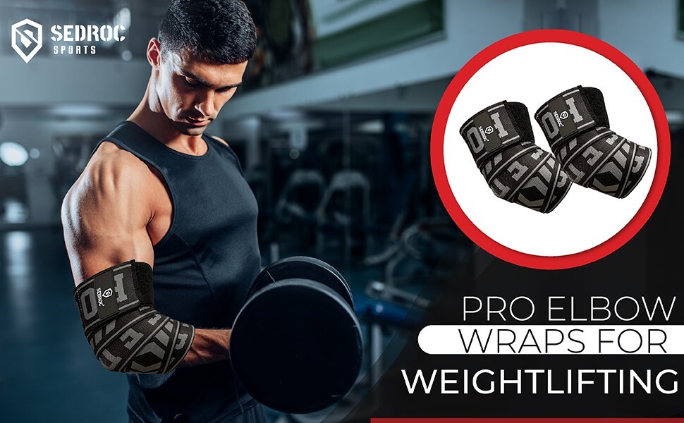 Sedroc Pro Elbow Wraps Weightlifting Powerlifting Bench Press Gym Straps – Pair