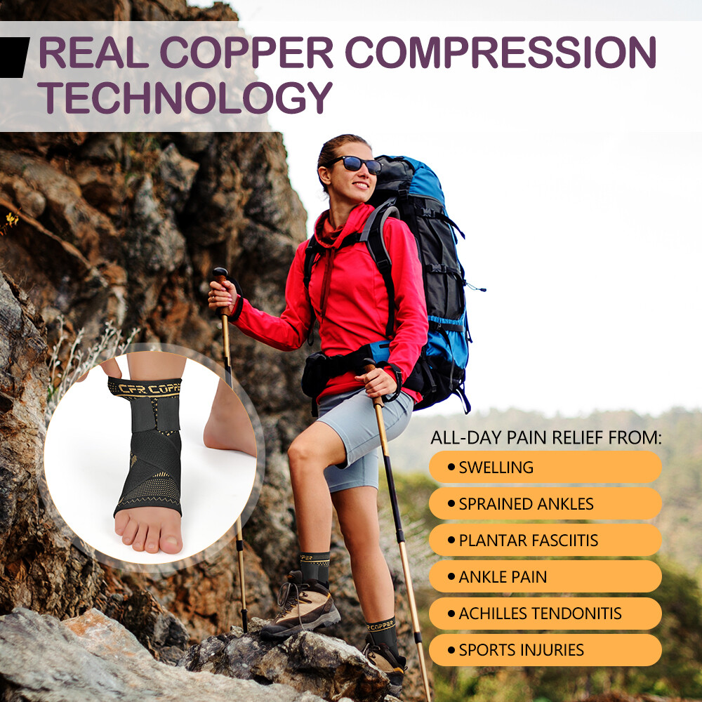 Copper Ankle Brace Adjustable Compression Sleeve Heel Brace Achilles Tendonitis