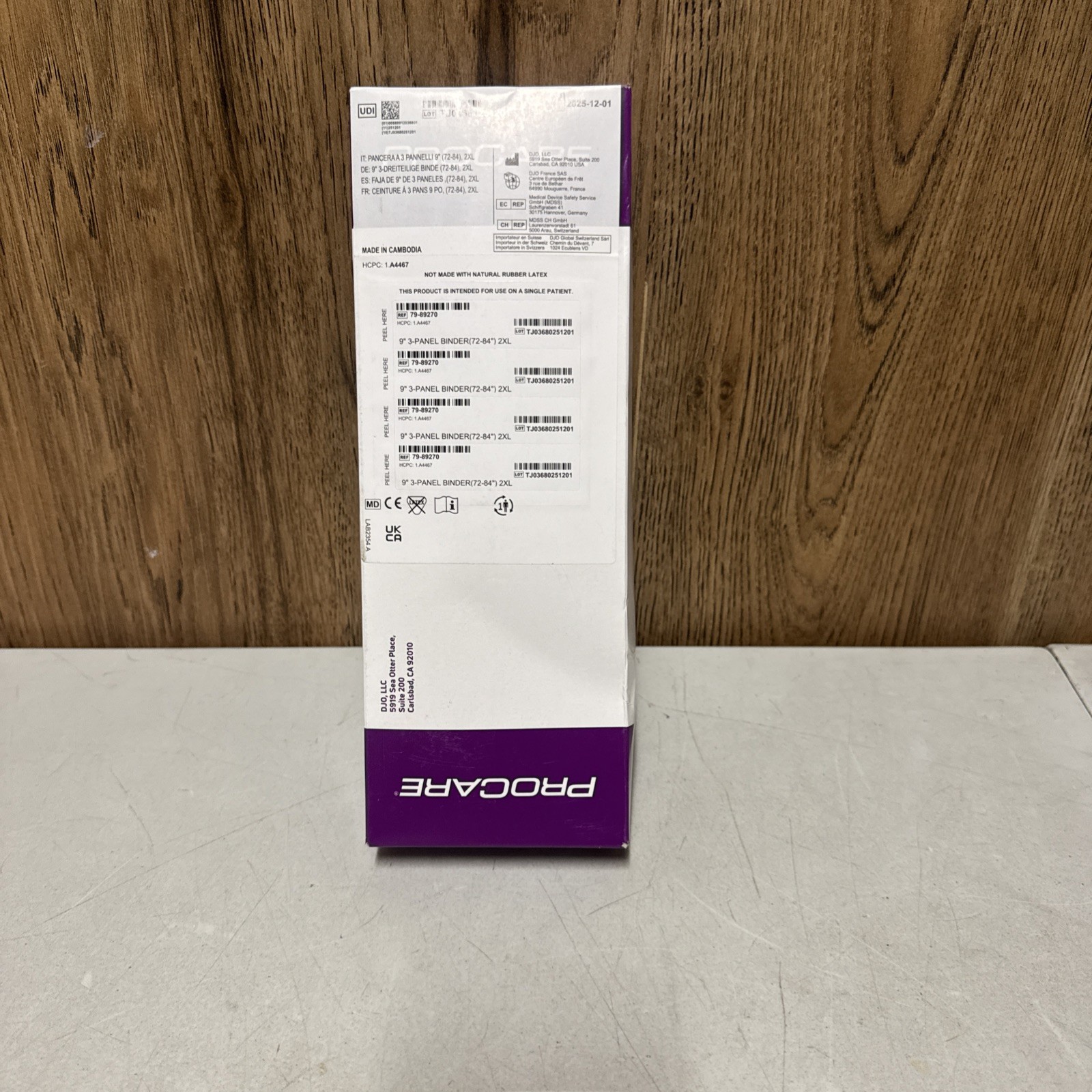 ProCare 9” 3-Panel Abdominal Binder 2XL 72-84” Ref 79-89270 New Sealed