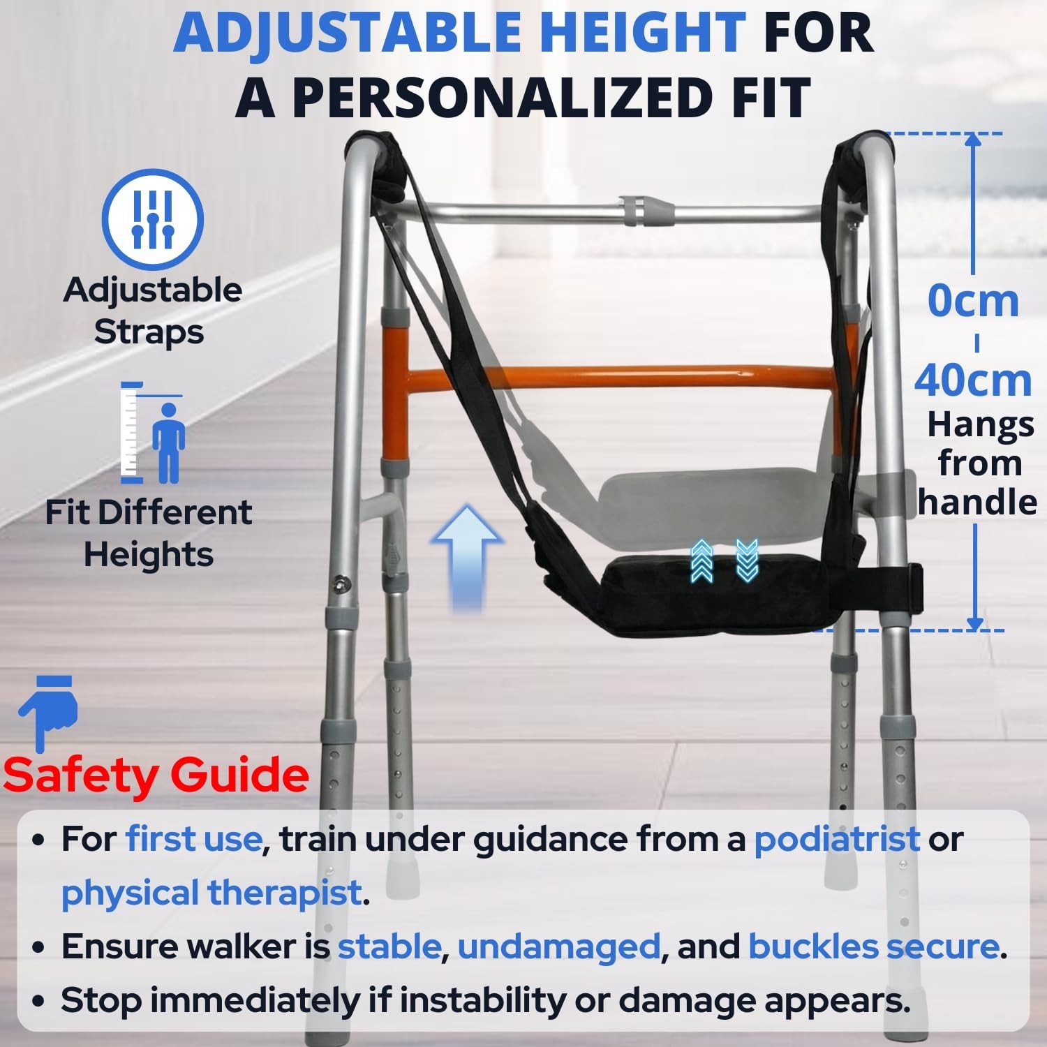 Lightweight Knee Sling for Walker – Perfect Knee Support for Foot/Ankle Injuries