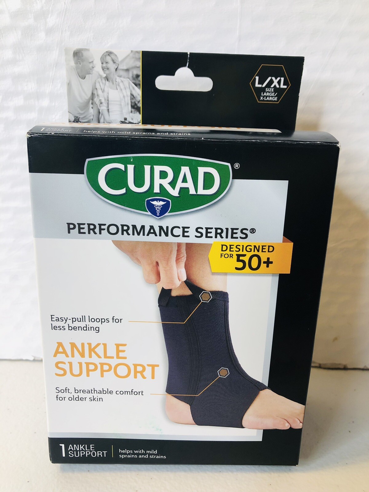 CURAD Microban Ankle Support L Large / XL Extra Large Black Performance Series