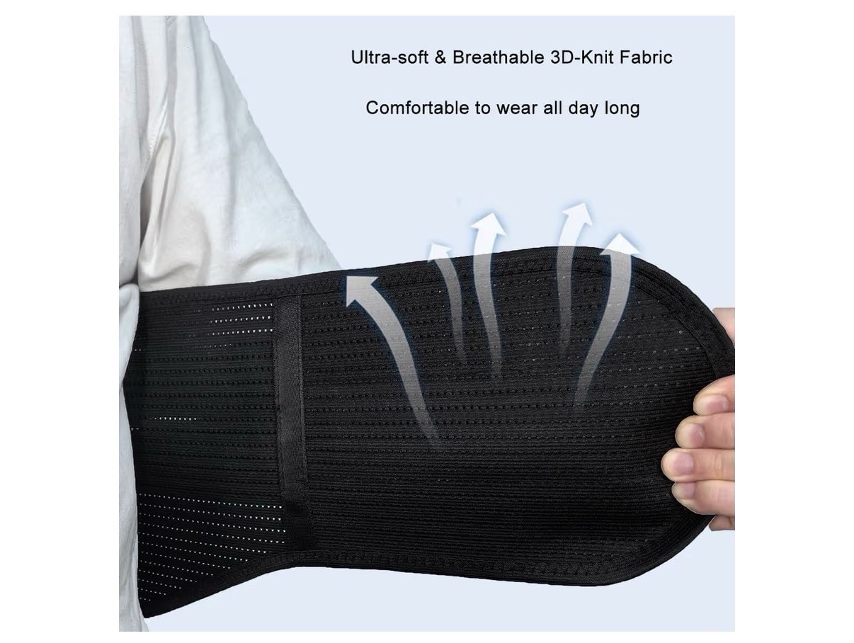Adjustable Black Lumbar Support Belt, 3D-Knit Fabric, XL-XXL, Low Back Pain
