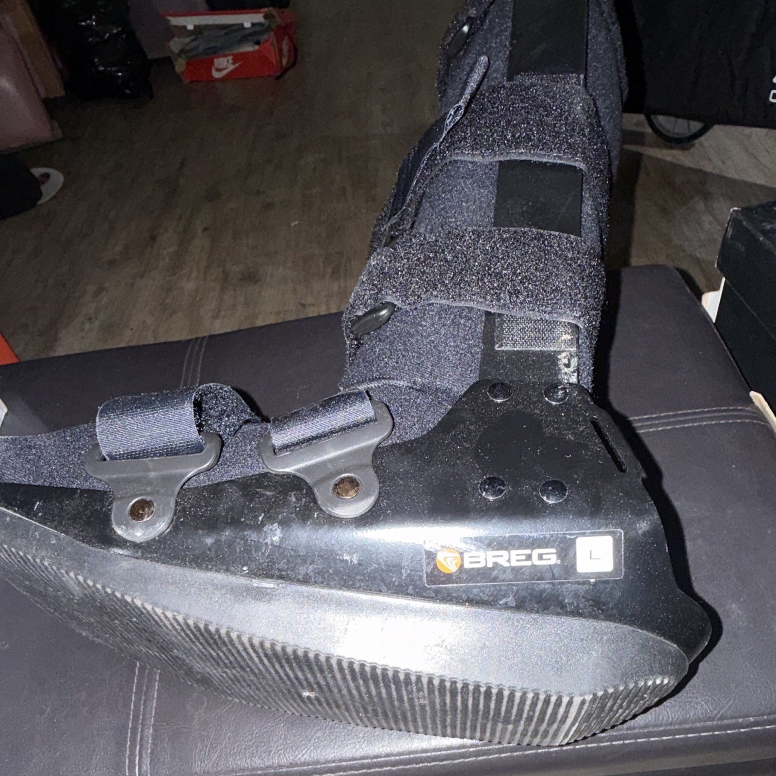 Breg Tall Walking Boot Brace Left Size L Black/Gray for Foot Ankle Leg