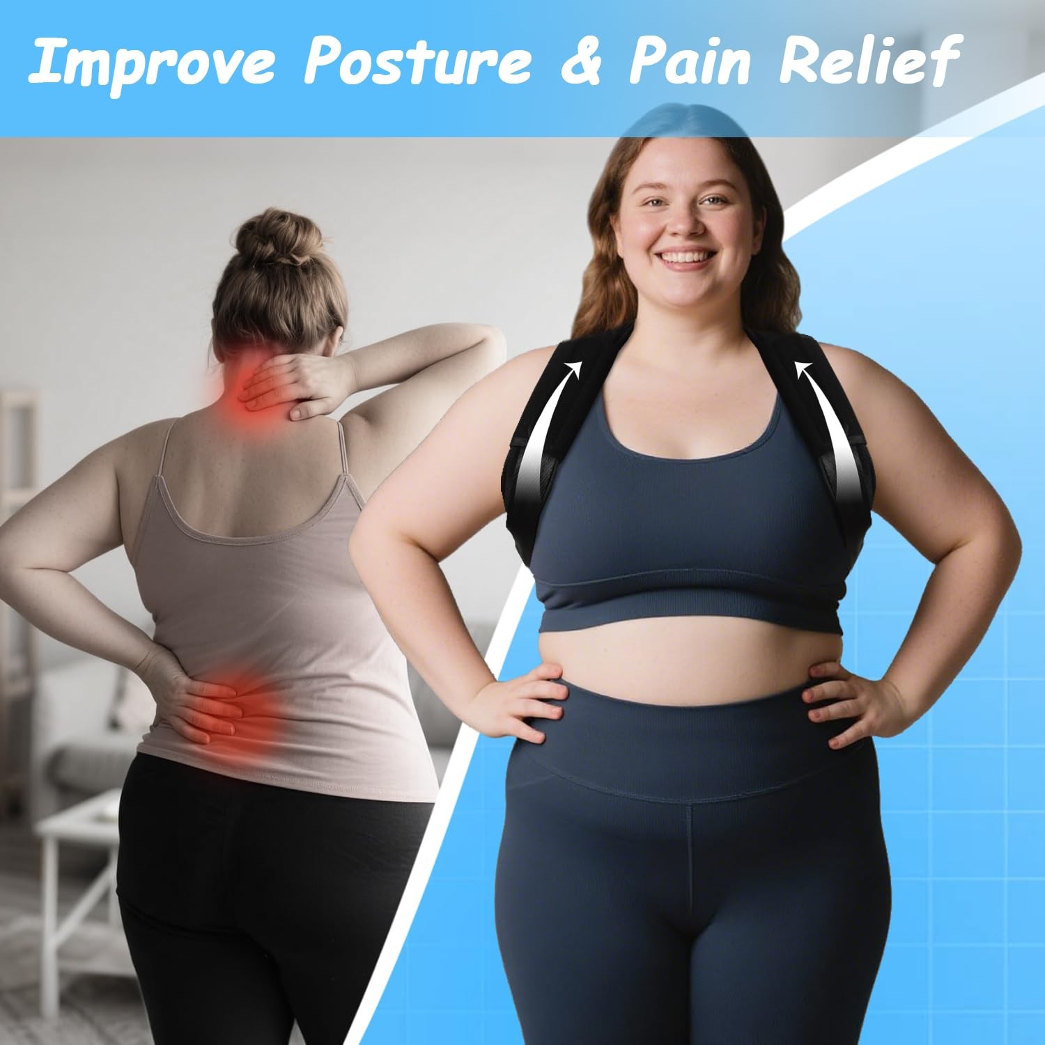 King Mills Plus Size Back Brace, Brace Posture XXX-Large, Black