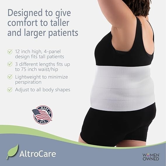 “4 Panel, 12″” high, Plus Size Post Surgery Abdominal Binder “