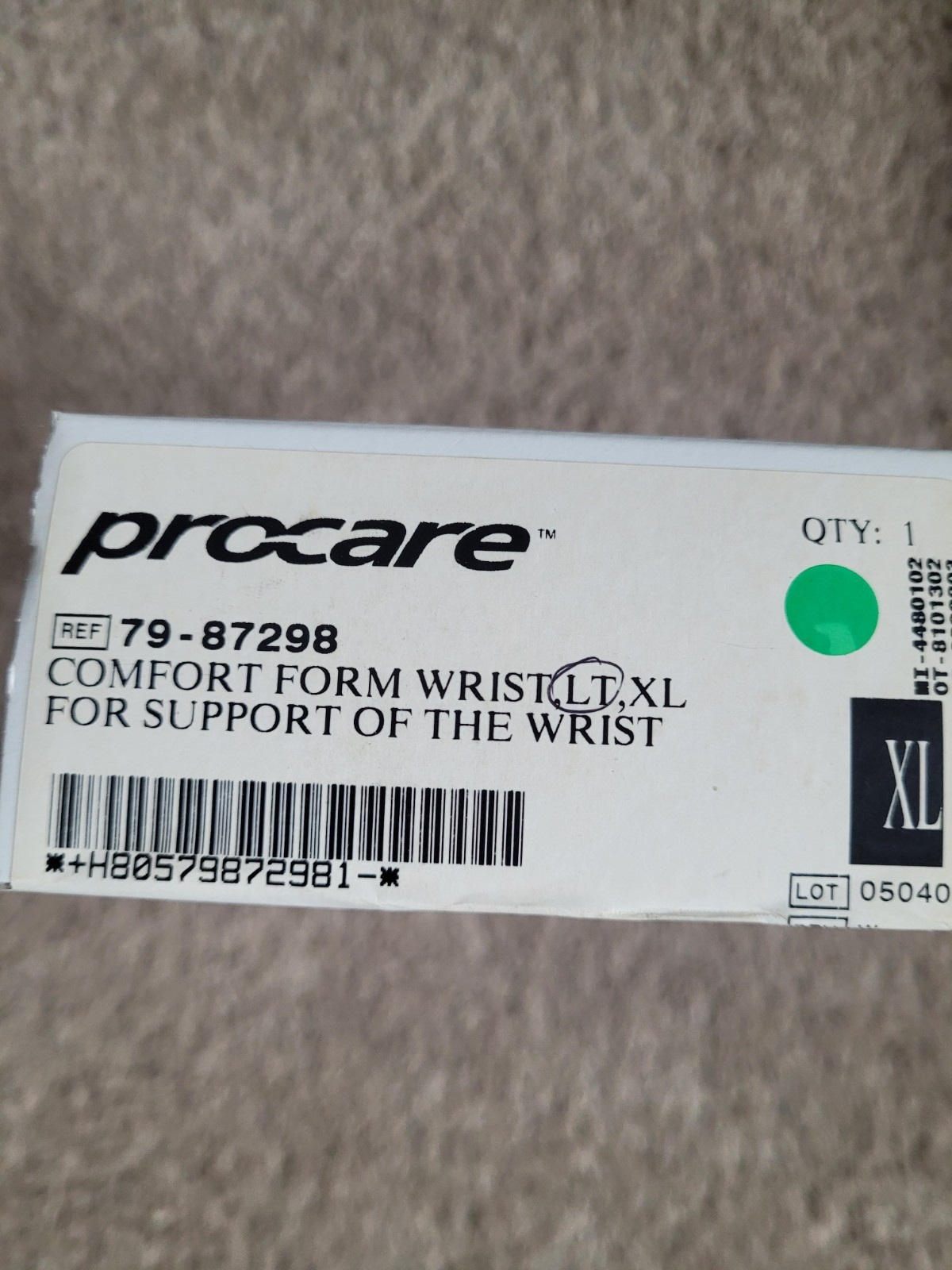 ProCare Comfort Form Wrist Brace Left XL Support Stabilization, CE, 79-87298