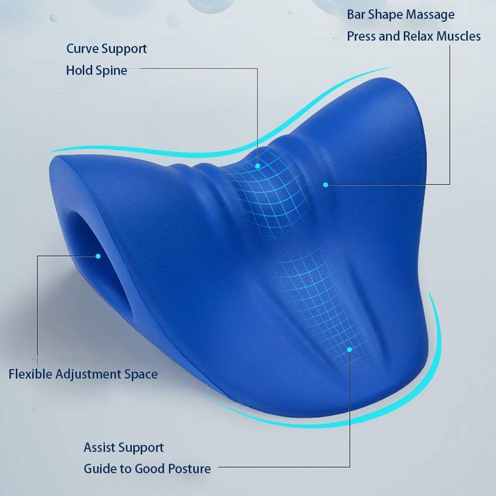 Cervical Neck Traction Device O Shape Navy Blue Posture Corrector 8.6X8.3 Inch