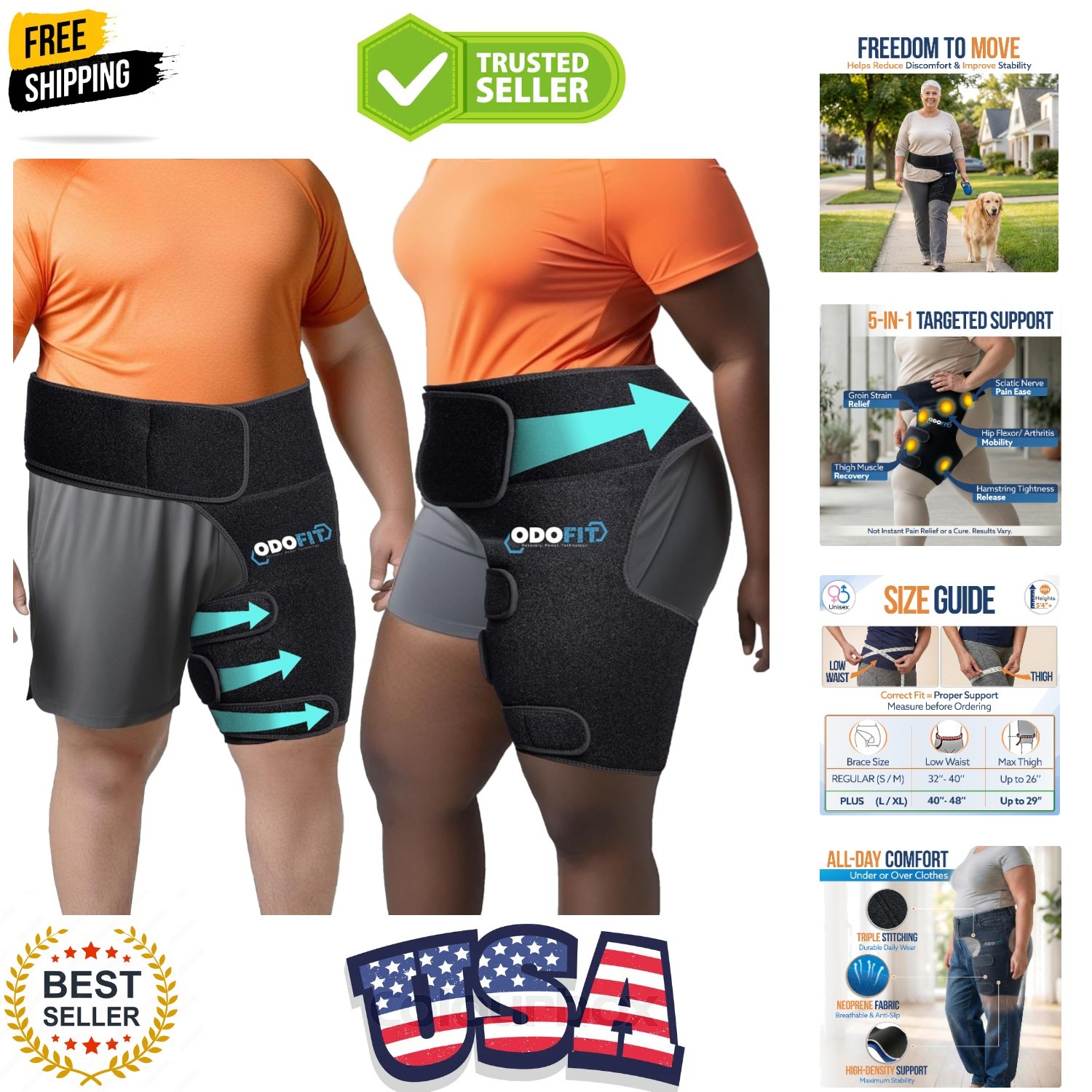 5 in 1 Hip Brace for Women Men Sciatica Pain Relief Devices – Adjustable Groi…