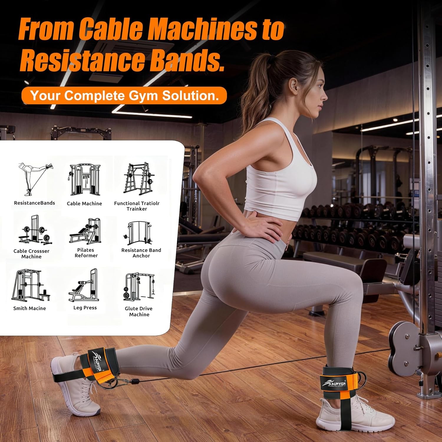 Ankle Straps for Cable Machine Padded Adjustable Cuffs for Glute Leg Workouts