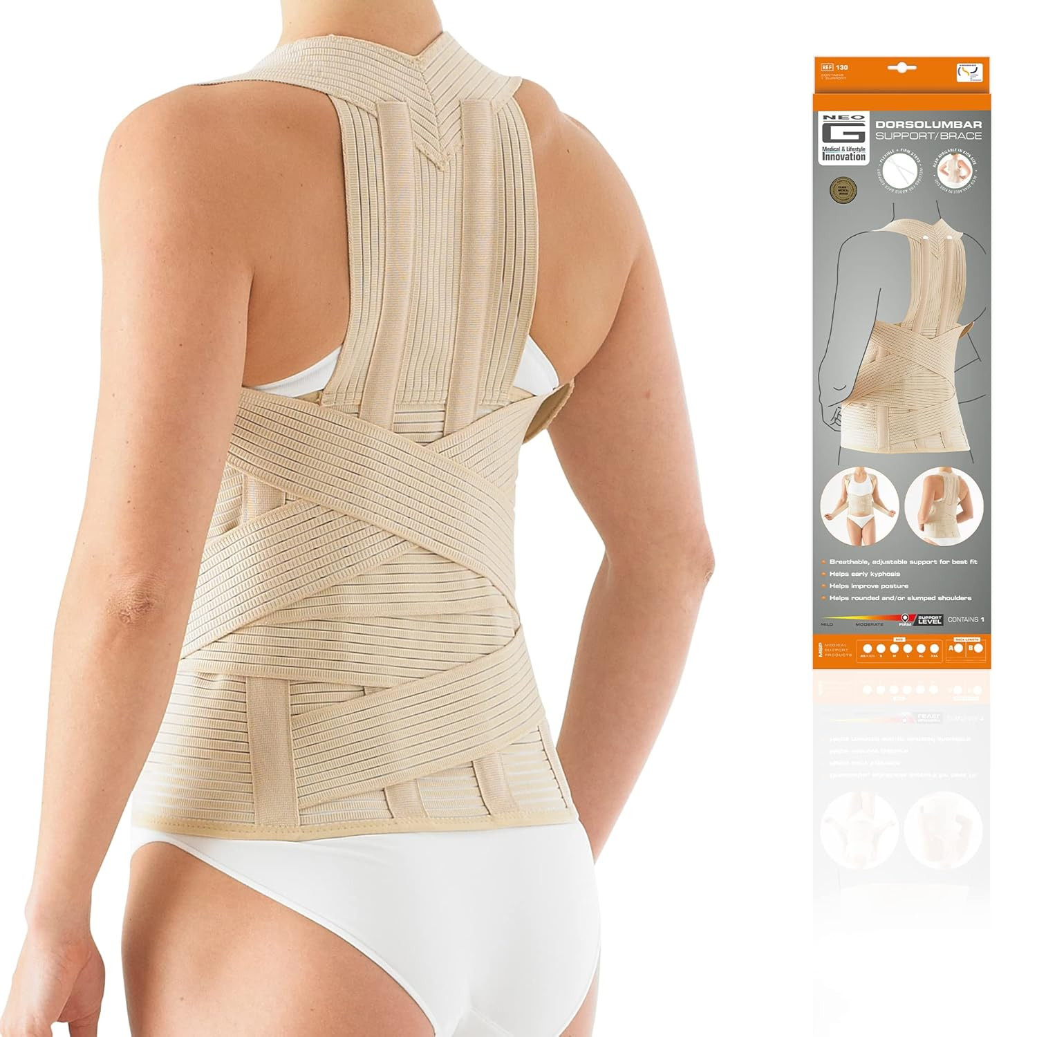 Dorsolumbar Support Brace – Back Support for Early Kyphosis, Rounded Shoulders,