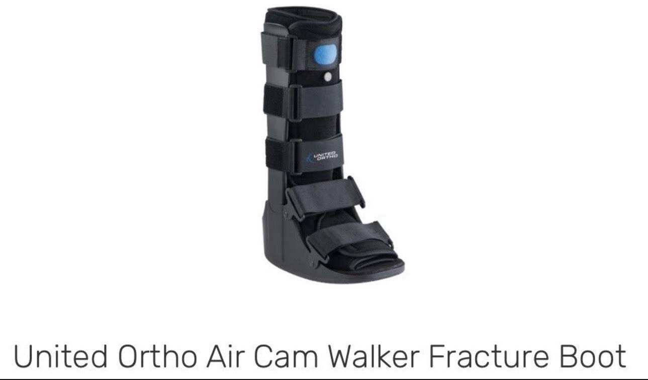 United Ortho Air Cam Walker Fracture Boot Black Size L Adjustable Immobilization