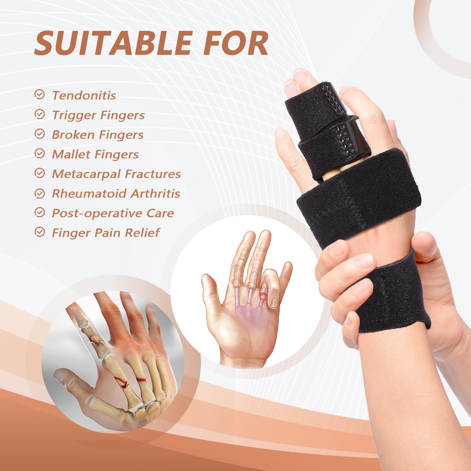 2 Finger Splint, Adjustable Finger Brace, Finger Metal Support for Broken Fin…