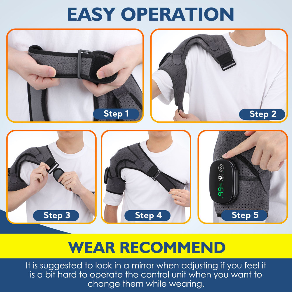 Heated Shoulder Brace Massage Rotator Cuff Support Compression Wrap Rechargeable