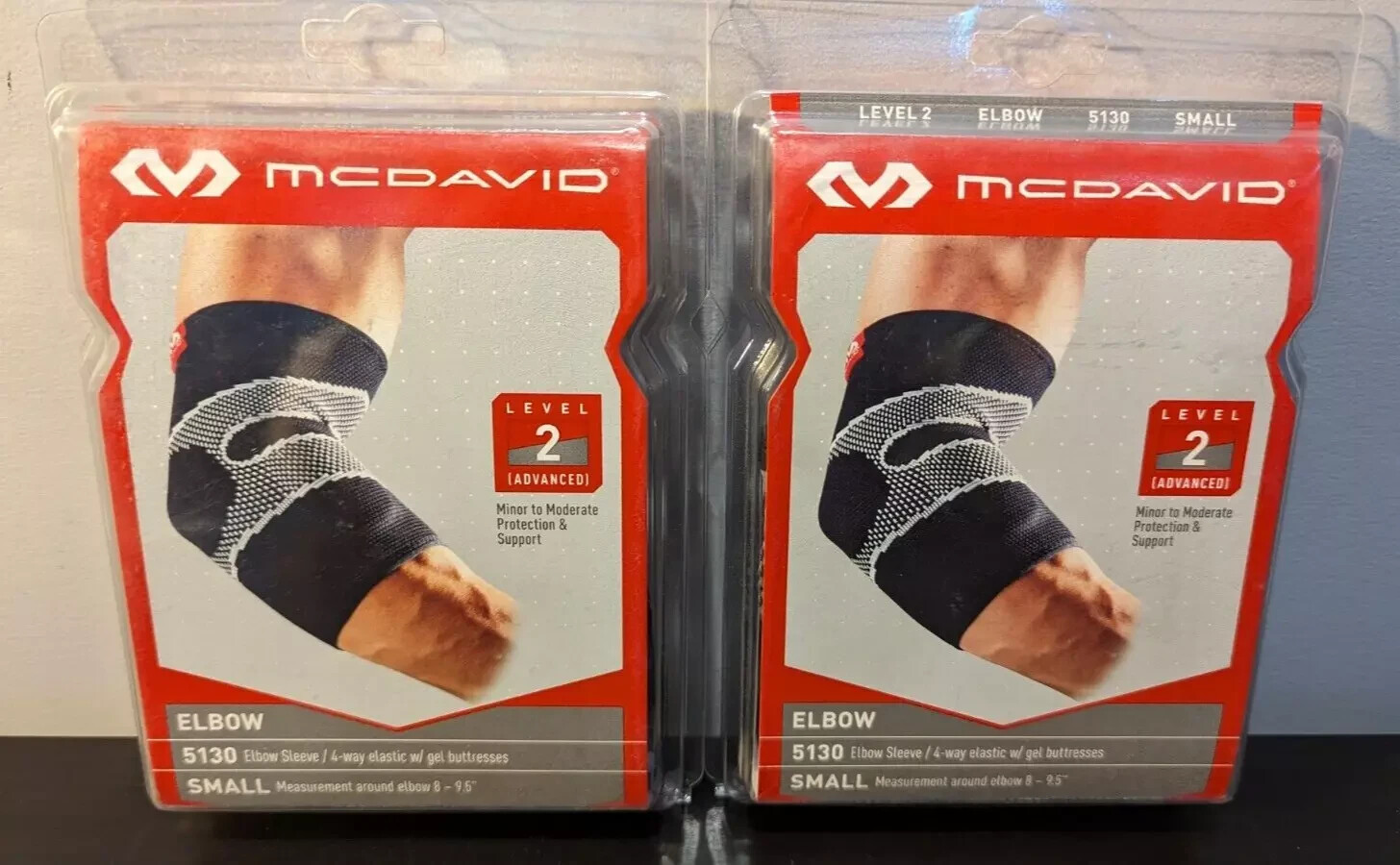 MCDAVID LEVEL 2 ELBOW SLEEVES WITH 4-WAY ELASTIC AND GEL BUTTRESSES ( 2 PACKS)
