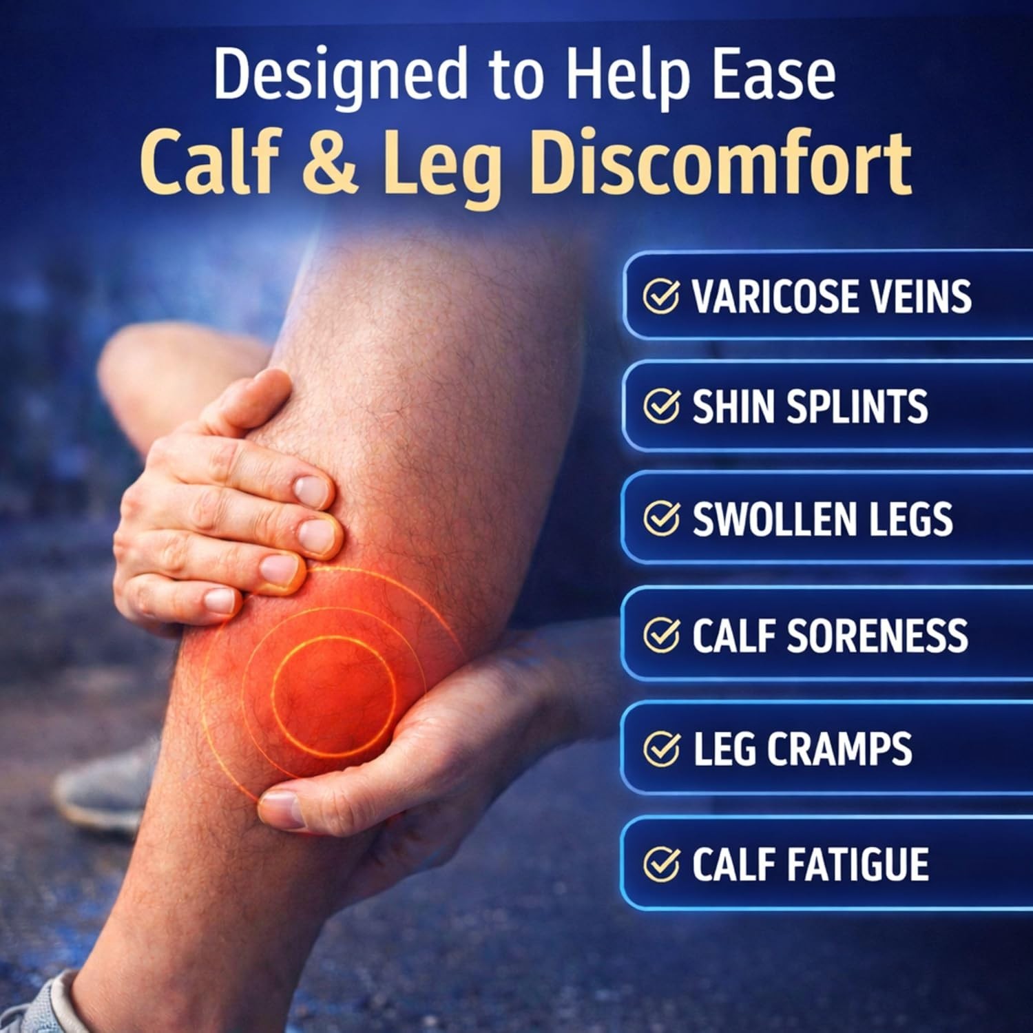Calf Compression Sleeves for Shin Splint Relief – Large, Black