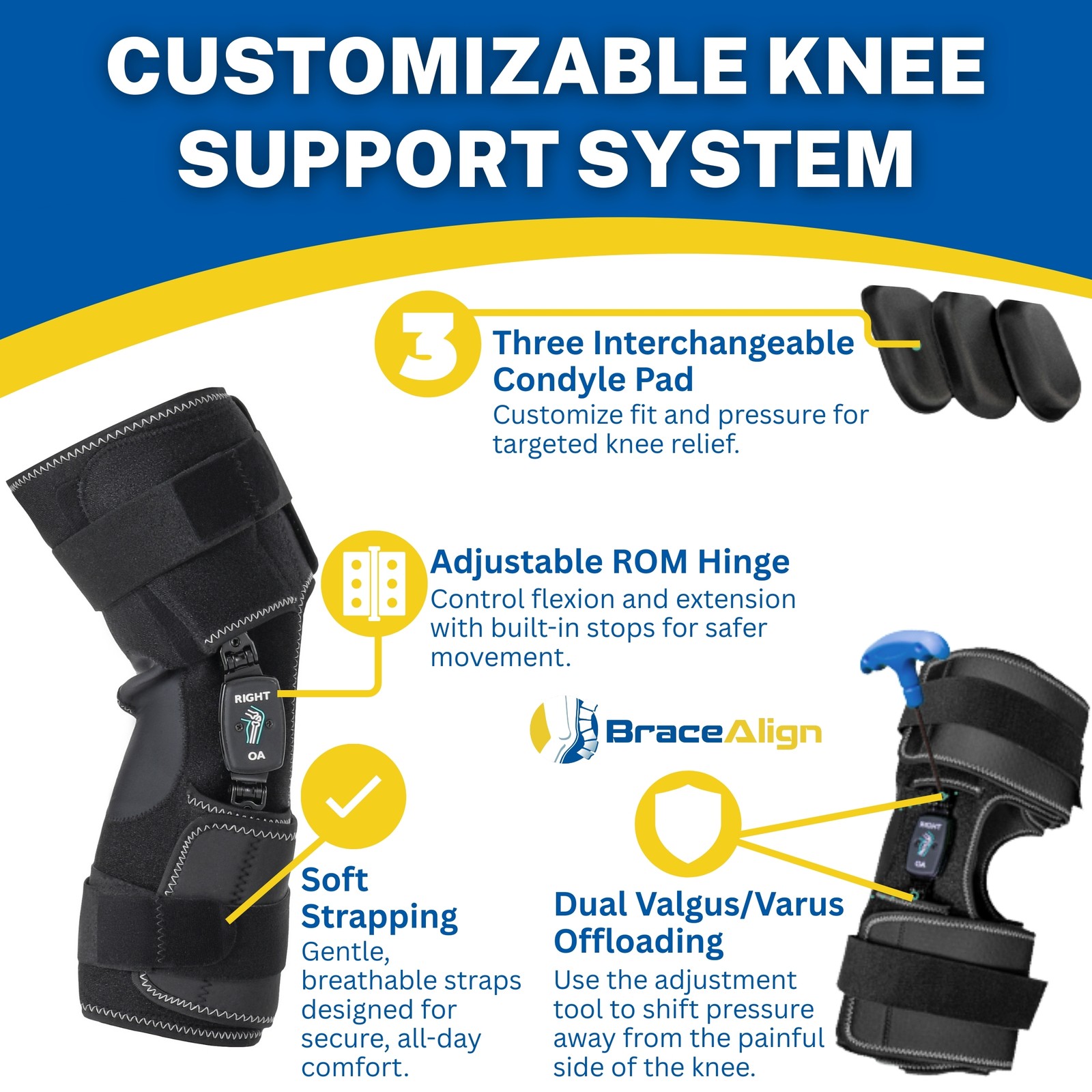 Brace Align Soft OA Knee Brace – Adjustable Osteoarthritis Offloader