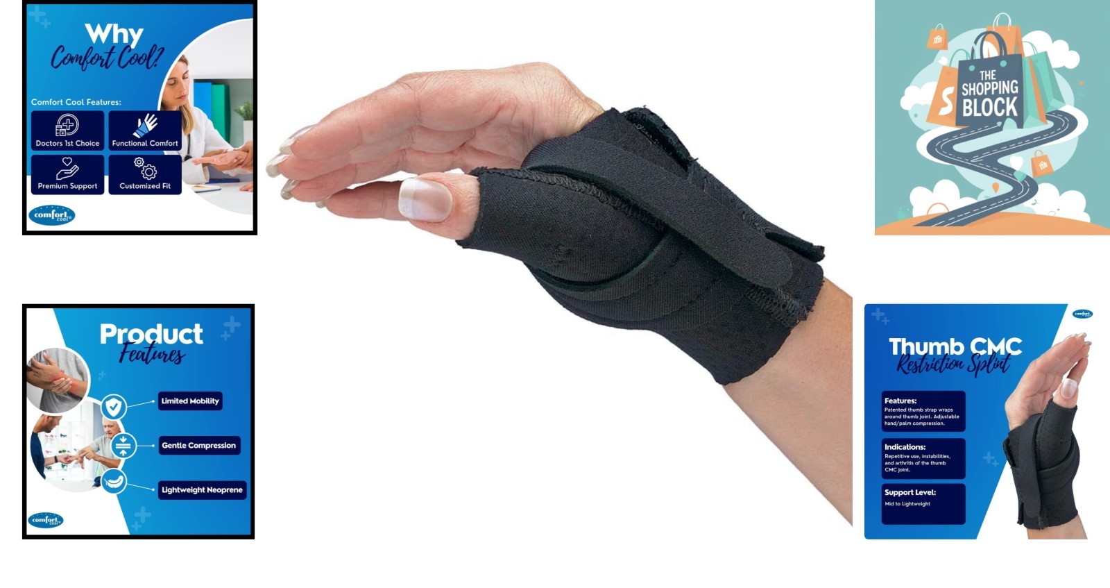 Thumb CMC Restriction Splint, Right, Medium Plus, 7-7/8″-8-1/4″, Adult