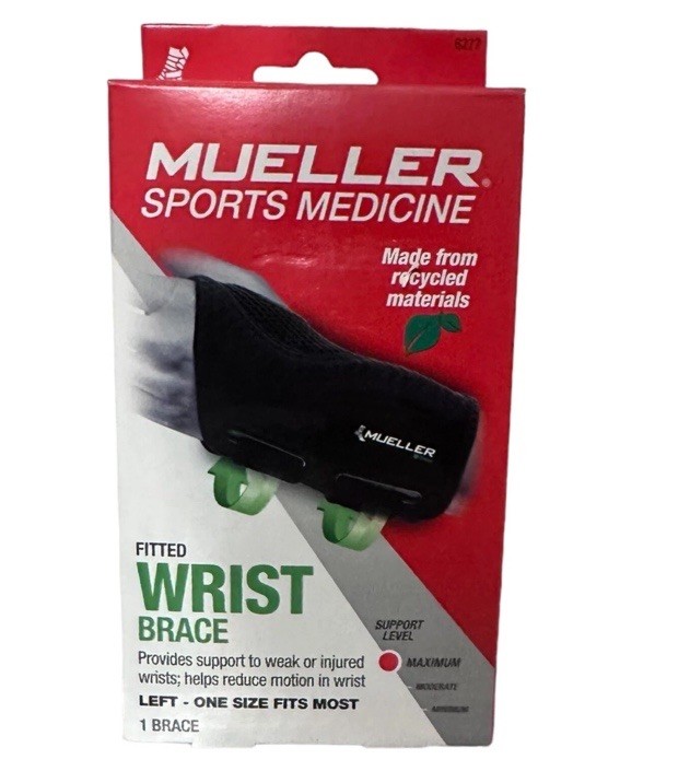 Mueller Sports Medicine Mueller Green Fitted Wrist Brace Left Hand, 0.212 Lb