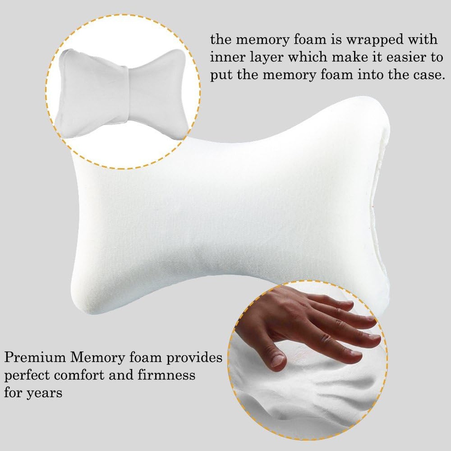 Car Memory Foam Neck Pillow with Premium Velour Washable Removable Pillow Cas…