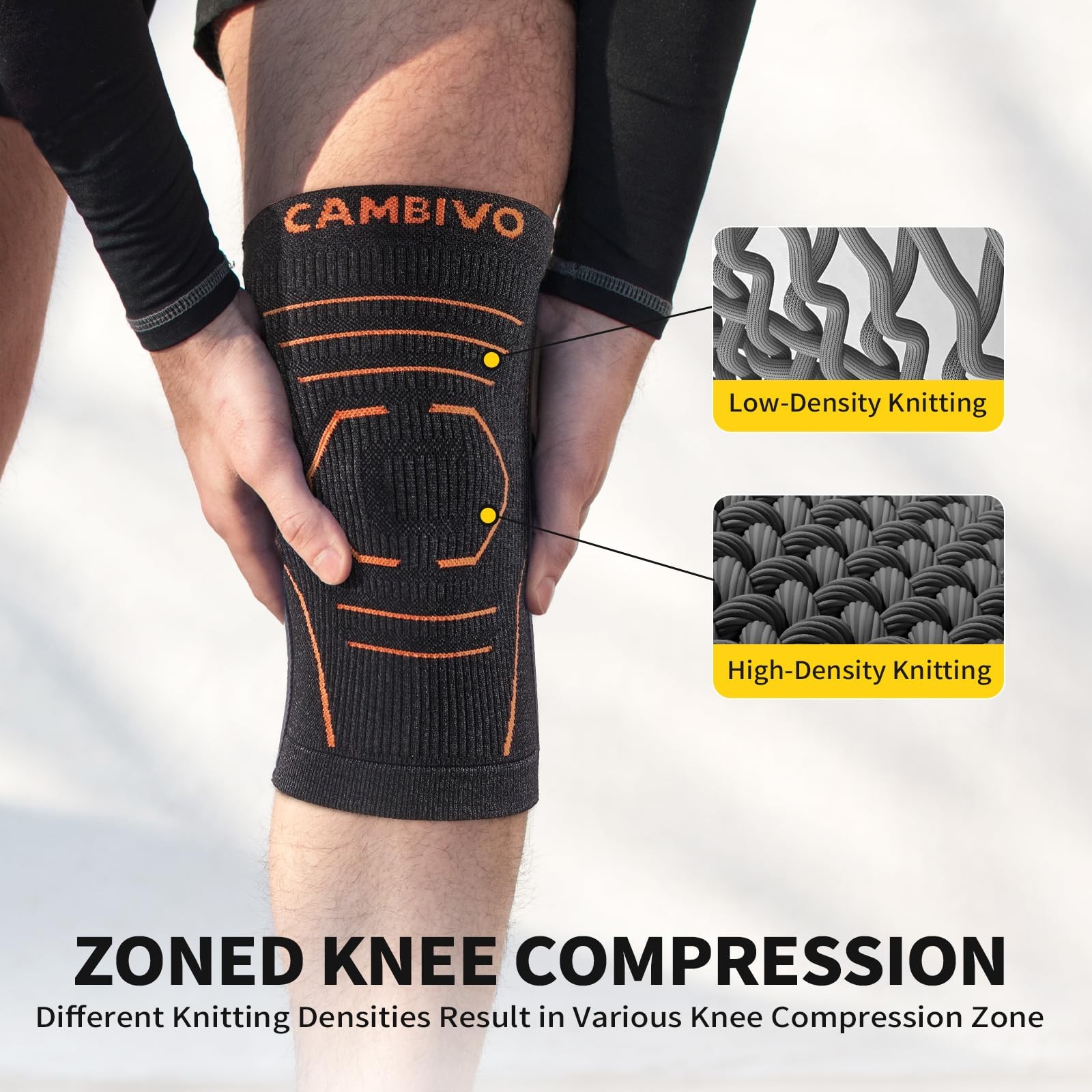 CAMBIVO Knee Brace for Women and Men with Side Stabilizer 2 Large, Dark Gray