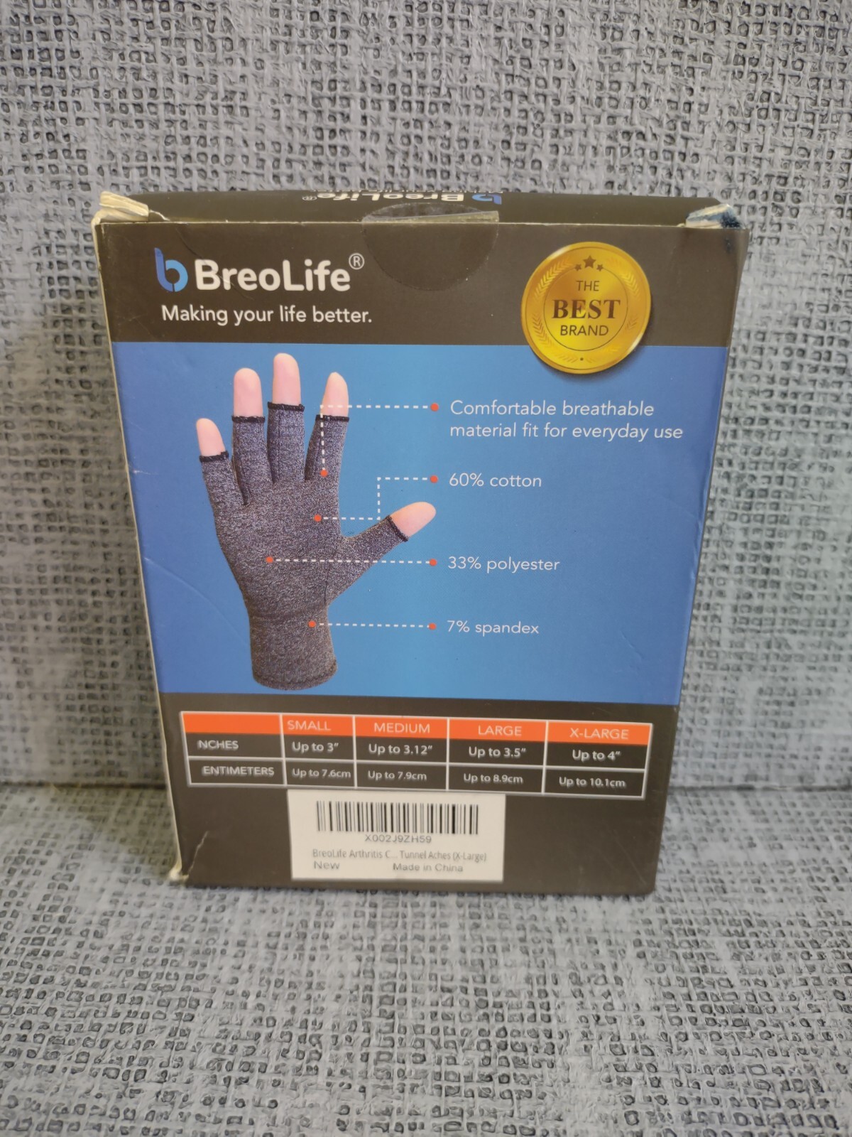BreoLife Arthritis Gloves Compression XL. Does Not Interfere With Daily Work.
