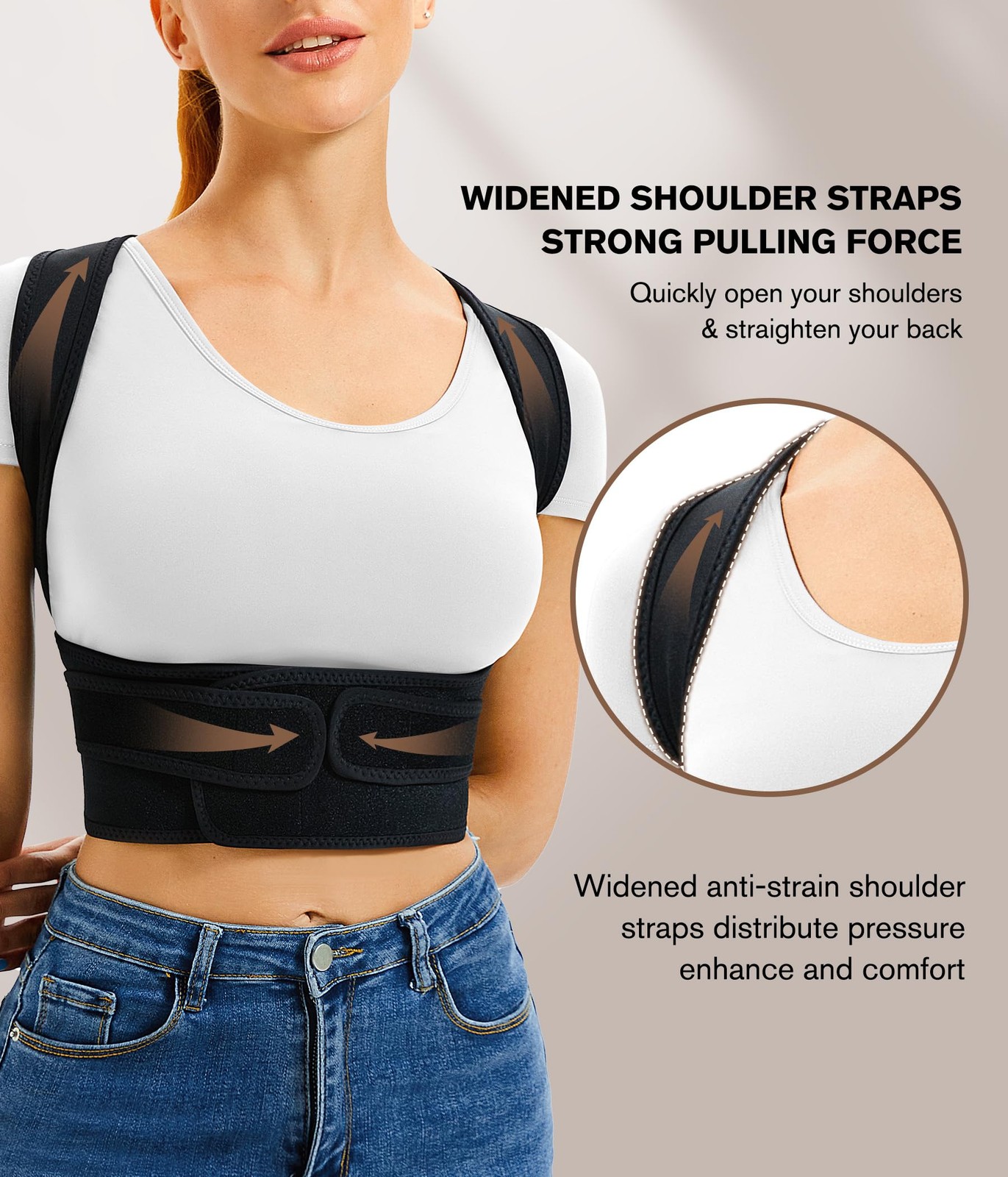 URSEXYLY Back Brace and Posture Corrector for Women Men, XL/2XL, Black