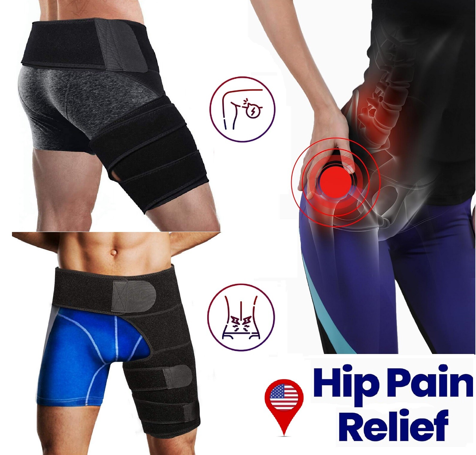 Compression Strap Hip Brace Sciatica Groin Pain Relief Thigh Support Wrap Unisex