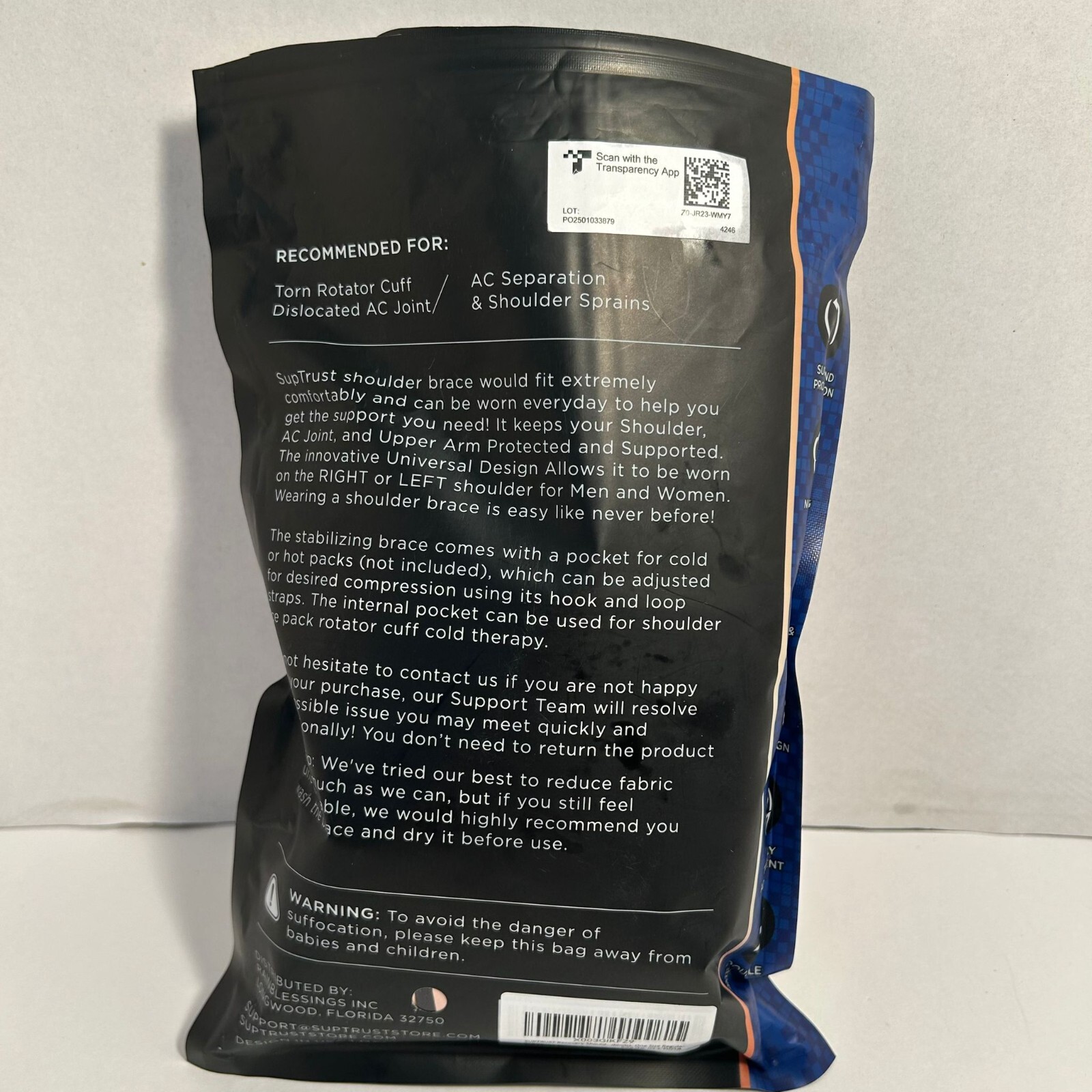 SupTrust Shoulder Brace Adjustable Shoulder Brace . Cold Hot Pack Pocket.